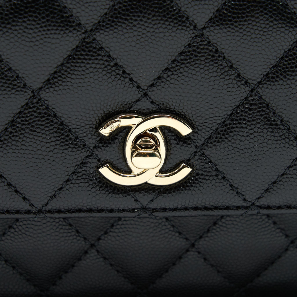CHANEL SMALL COCO HANDLE 24CM CAVIAR BLACK LGHW EMBOSSED HANDLE (MICROCHIP)