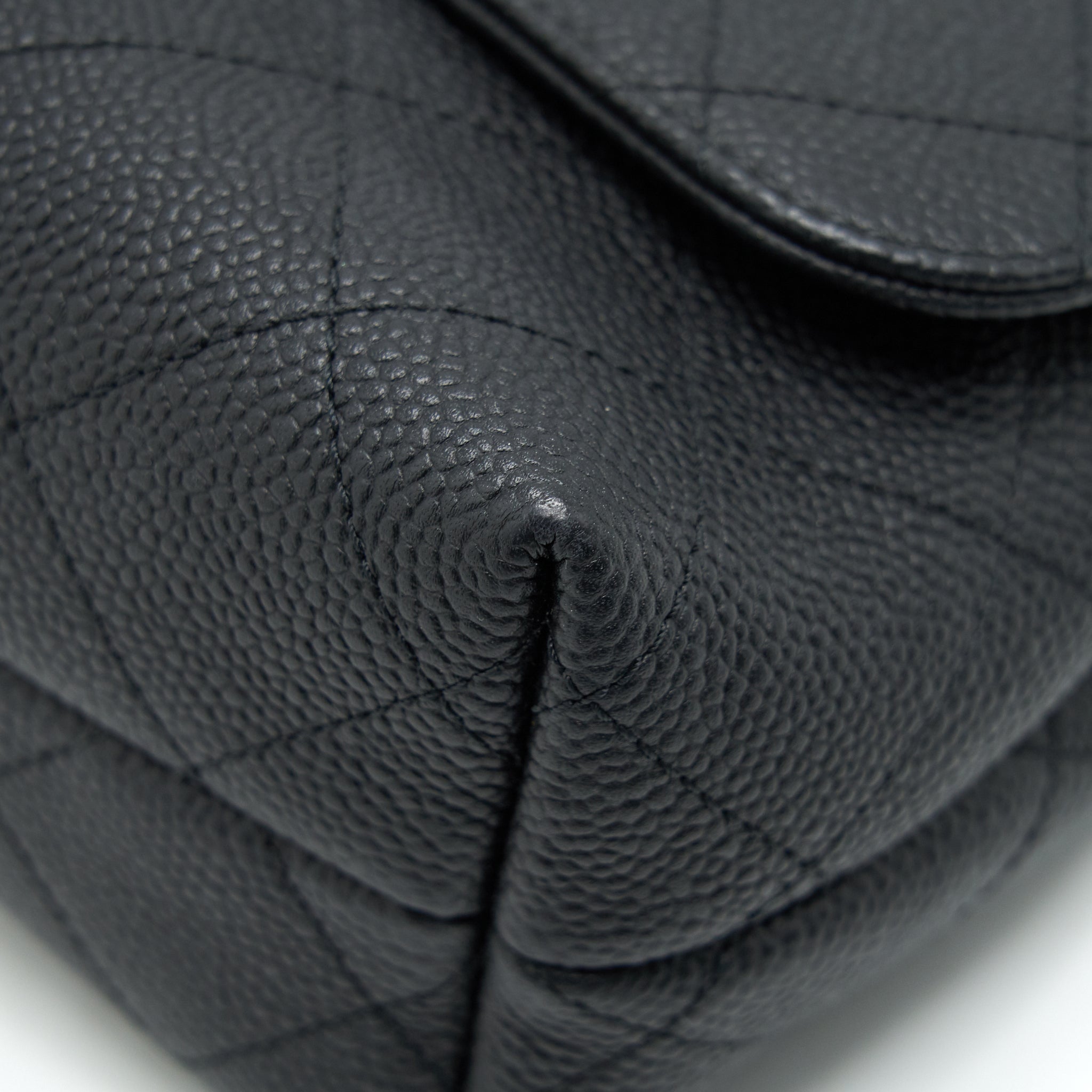 CHANEL CAVIAR QUILTED FLAP BAG WITH HANDLE AND CHAIN BLACK LGHW