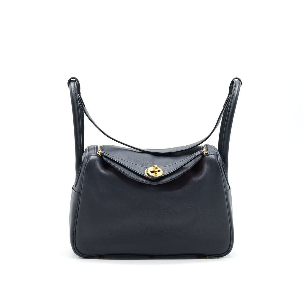 HERMES LINDY 26 SWIFT NAVY AND ORANGE GHW