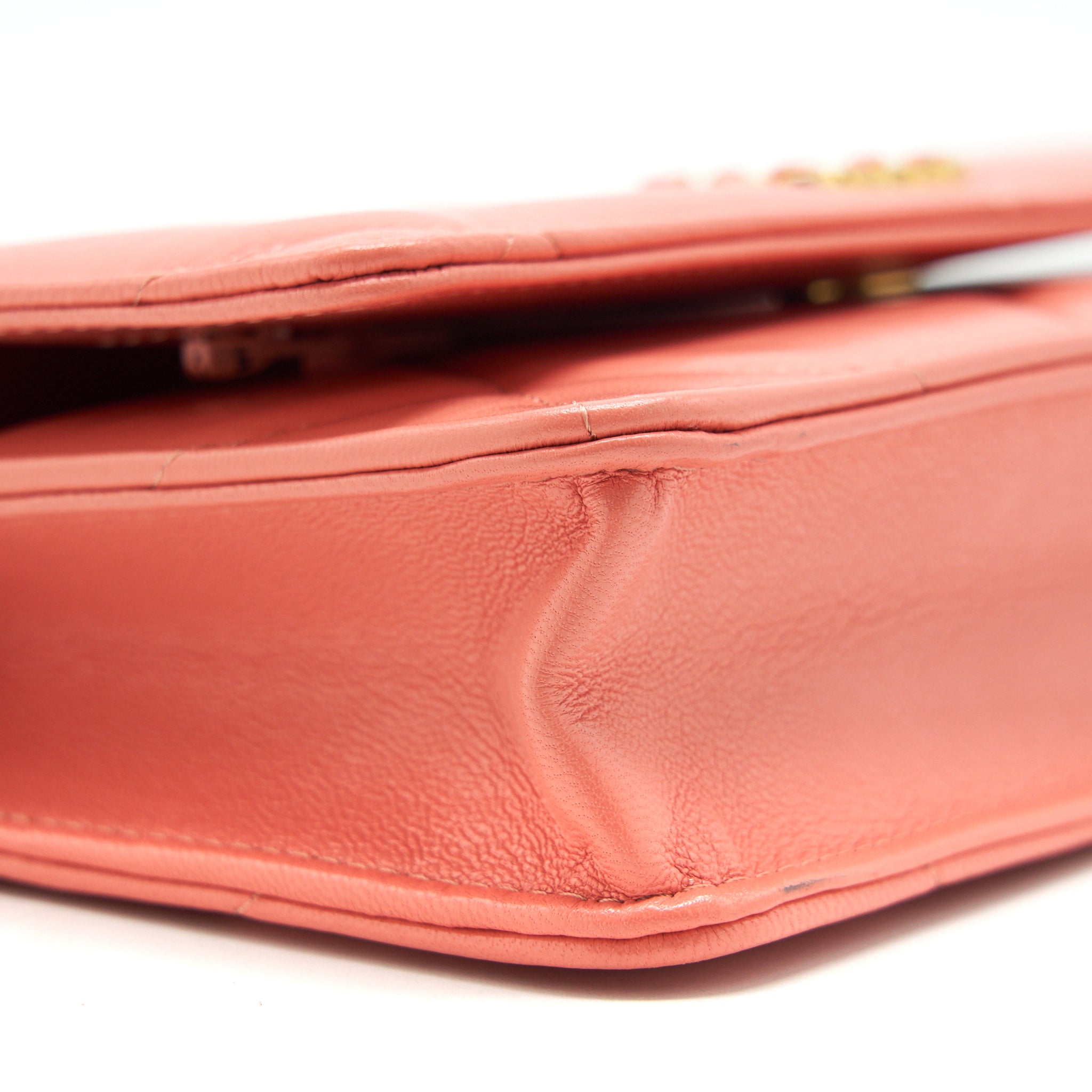 CHANEL 19 WALLET ON CHAIN GOATSKIN PINK WITH GOLD AND SILVER HARDWARE