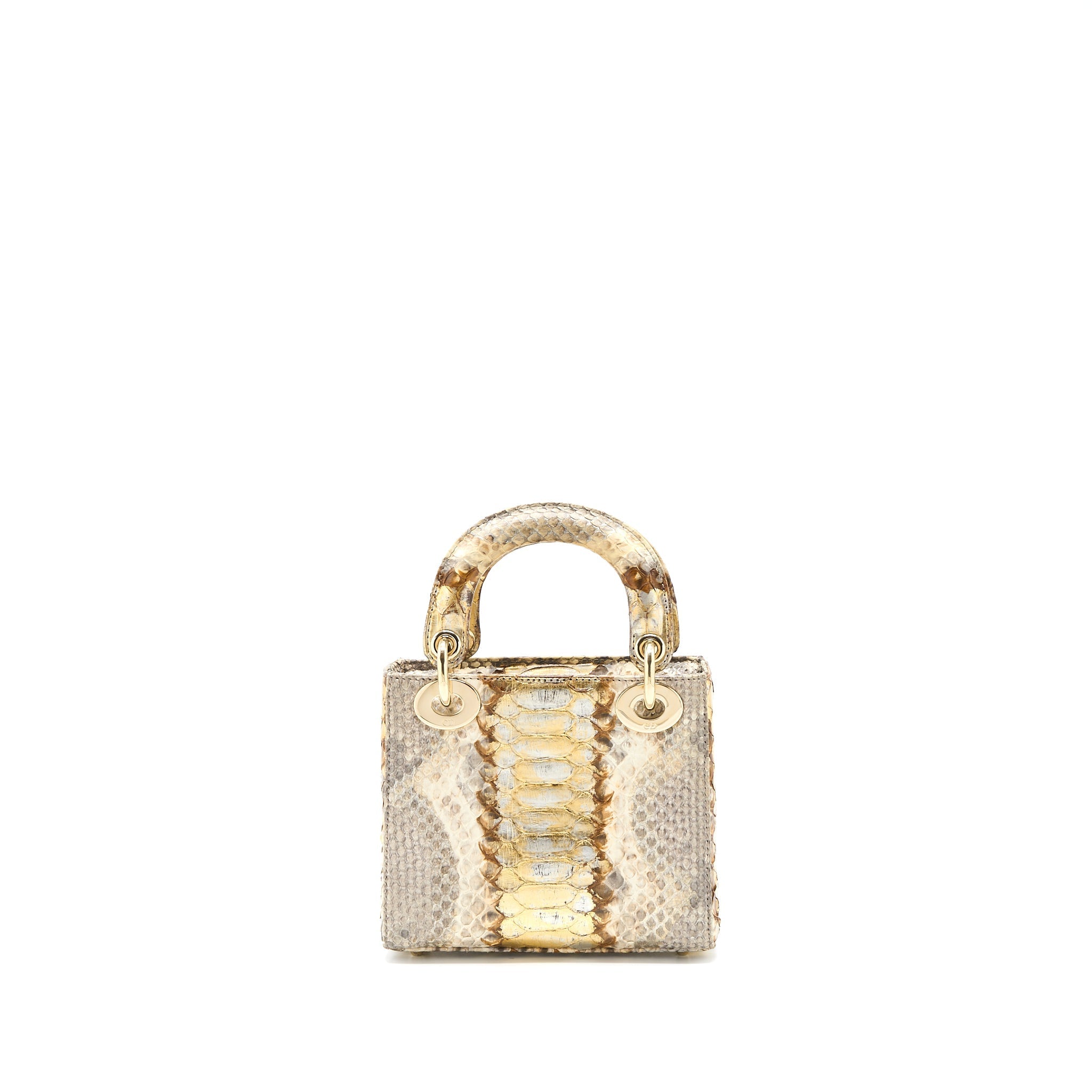 DIOR MINI LADY DIOR PYTHON GOLD/BEIGE LGHW
