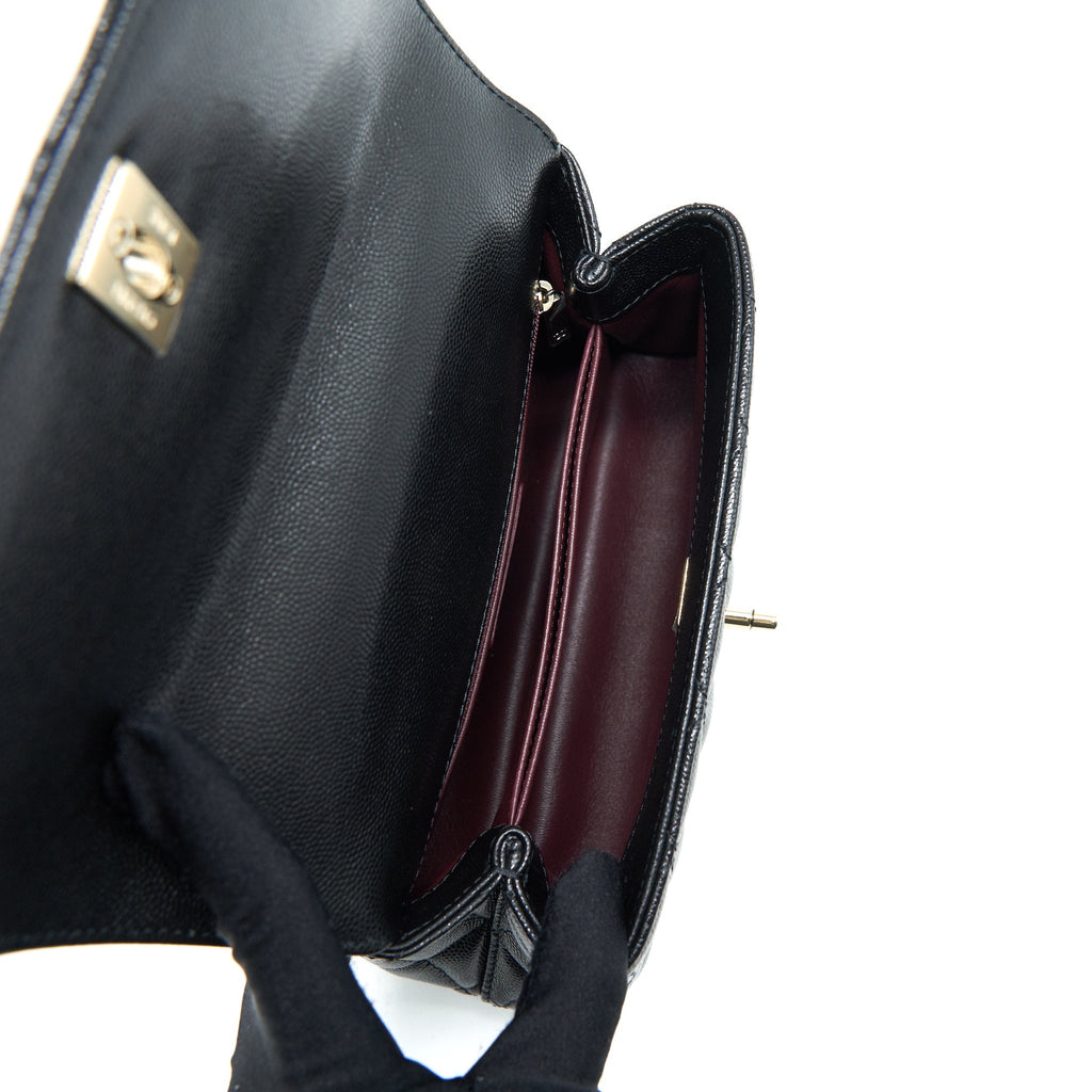 CHANEL SMALL COCO HANDLE 24CM CAVIAR BLACK LGHW EMBOSSED HANDLE (MICROCHIP)