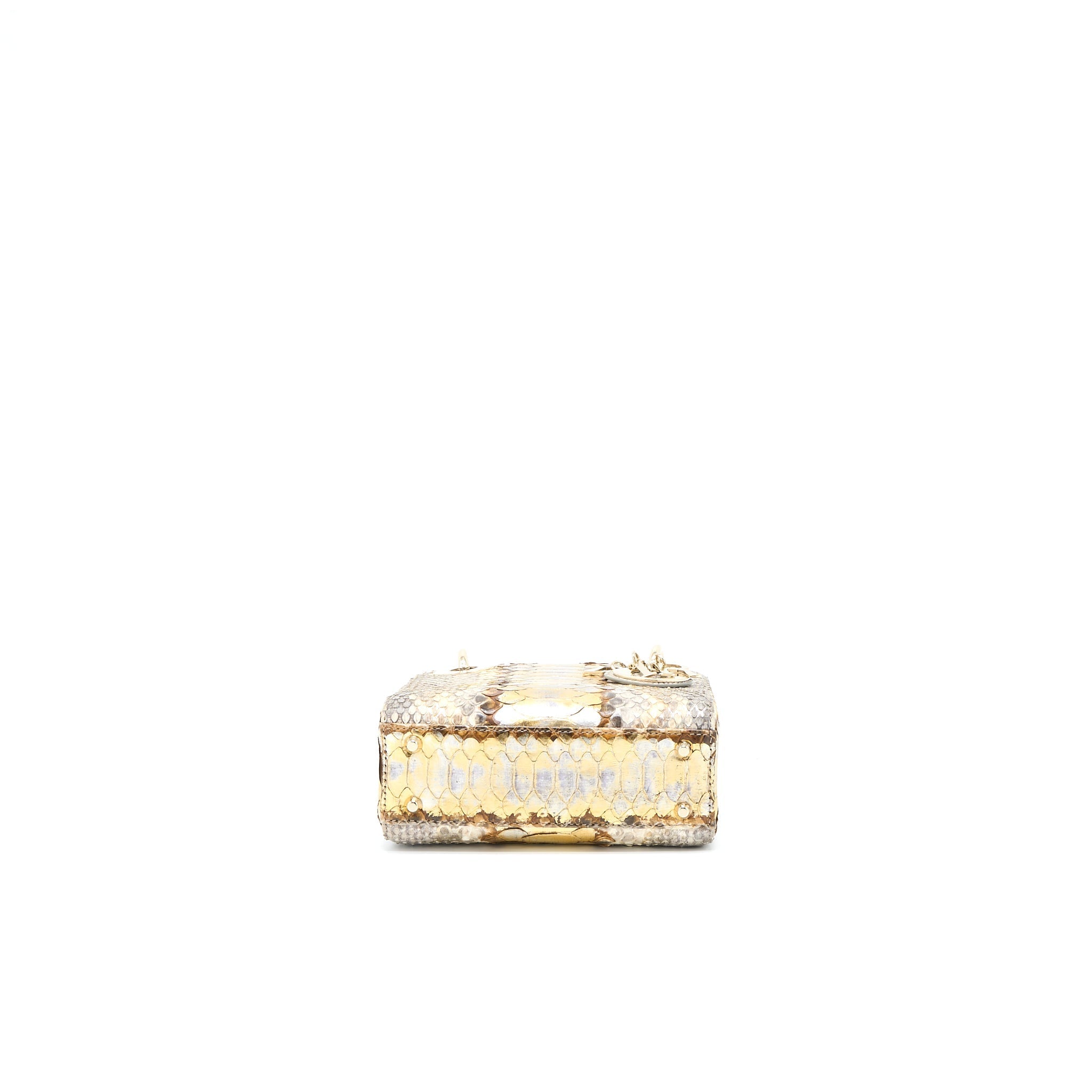 DIOR MINI LADY DIOR PYTHON GOLD/BEIGE LGHW