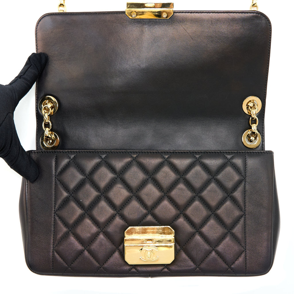 CHANEL SEASONAL FLAP BAG LAMBSKIN BLACK GHW