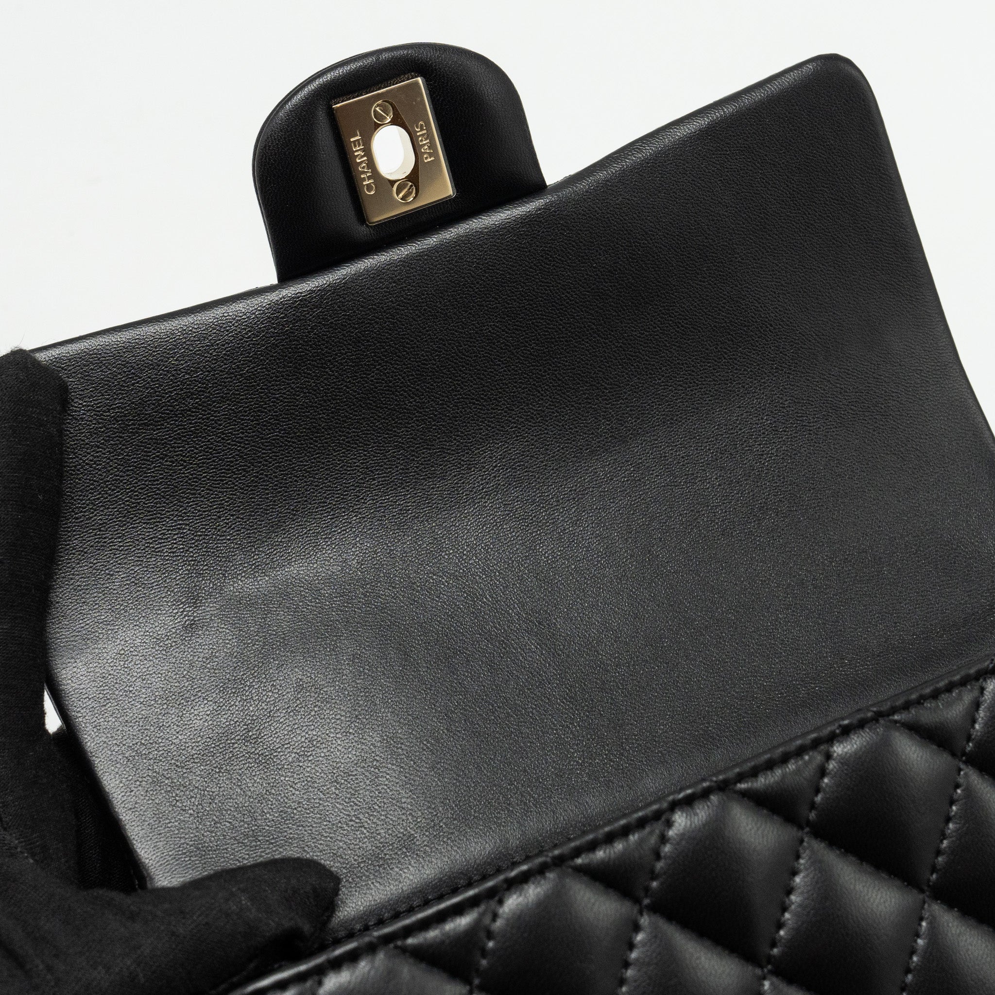 CHANEL TOP HANDLE MINI RECTANGULAR FLAP BAG LAMBSKIN BLACK LGHW (MICROCHIP)