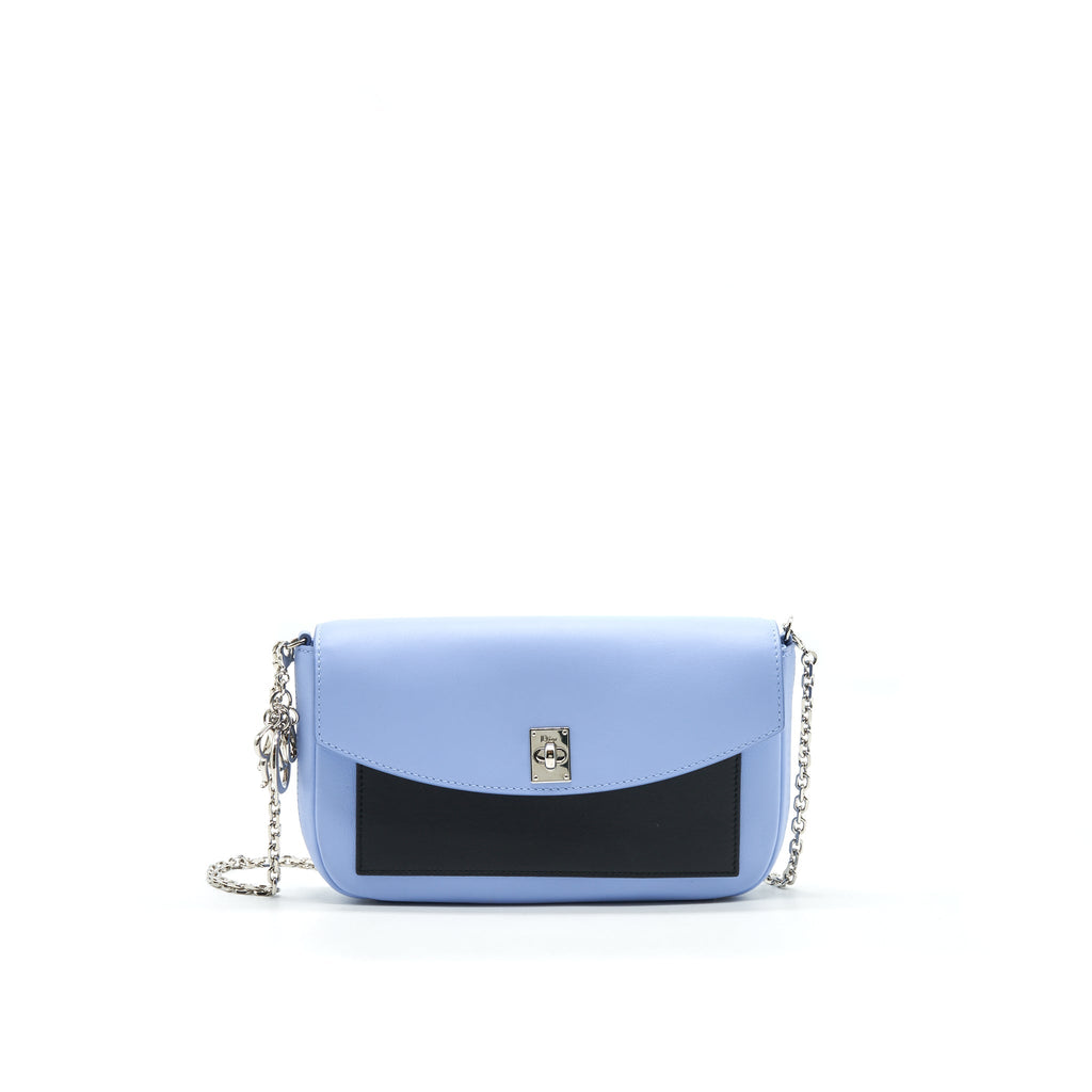 DIOR EVENING WALLET ON CHAIN LIGHT BLUE/ BLACK/ WHITE
