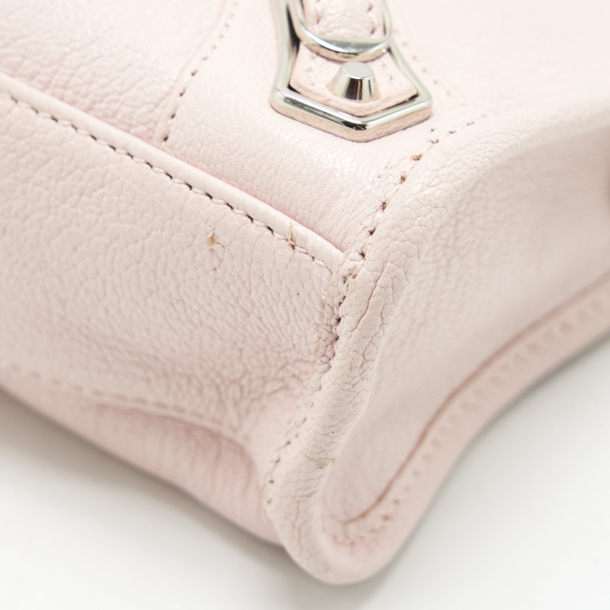 BALENCIAGA NANO CLASSIC METALLIC EDGE CITY BAG LIGHT PINK SHW