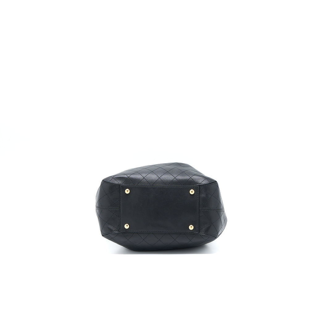 CHANEL DRAWSTRING BUCKET BAG CALFSKIN BLACK LGHW