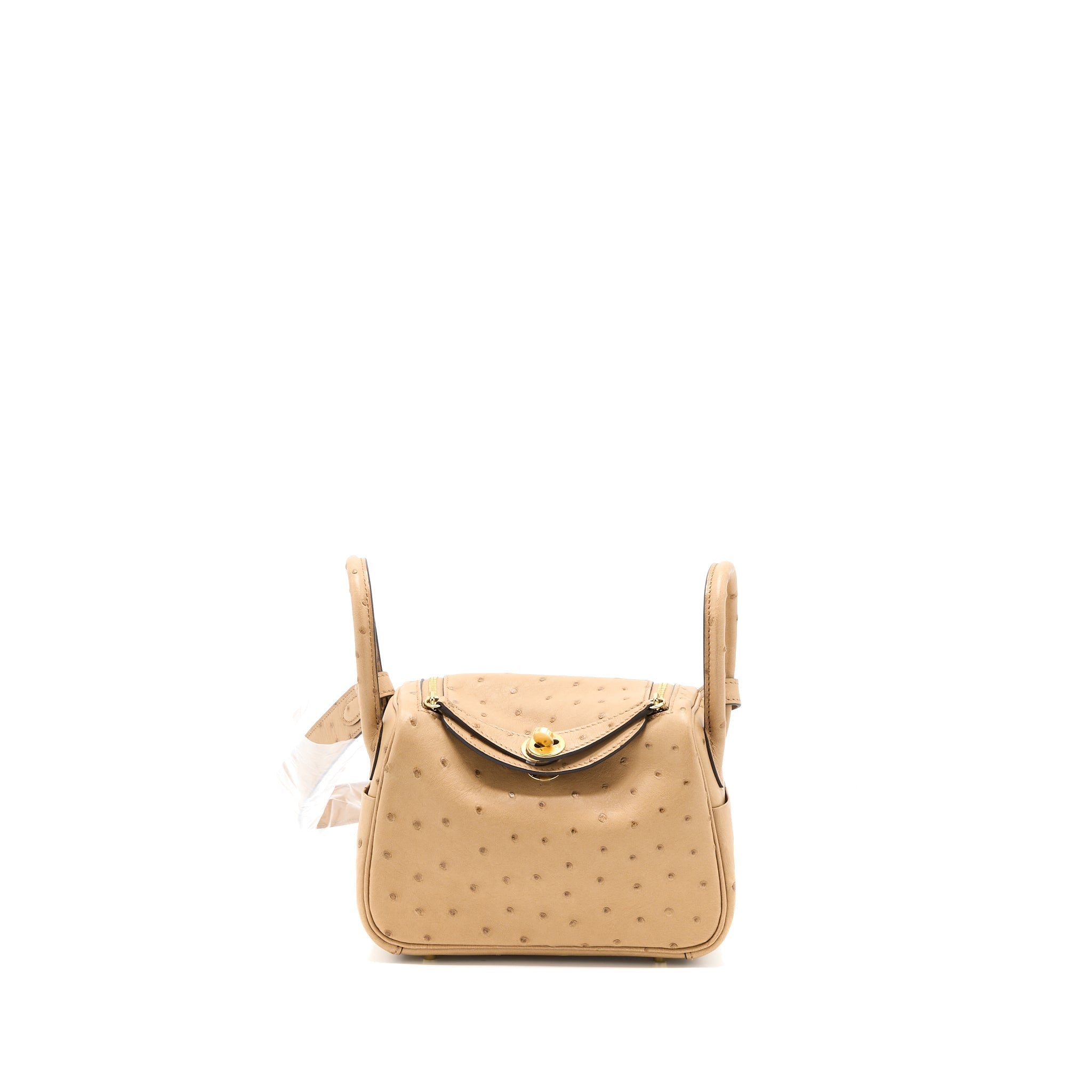 HERMES MINI LINDY OSTRICH CHAI GHW