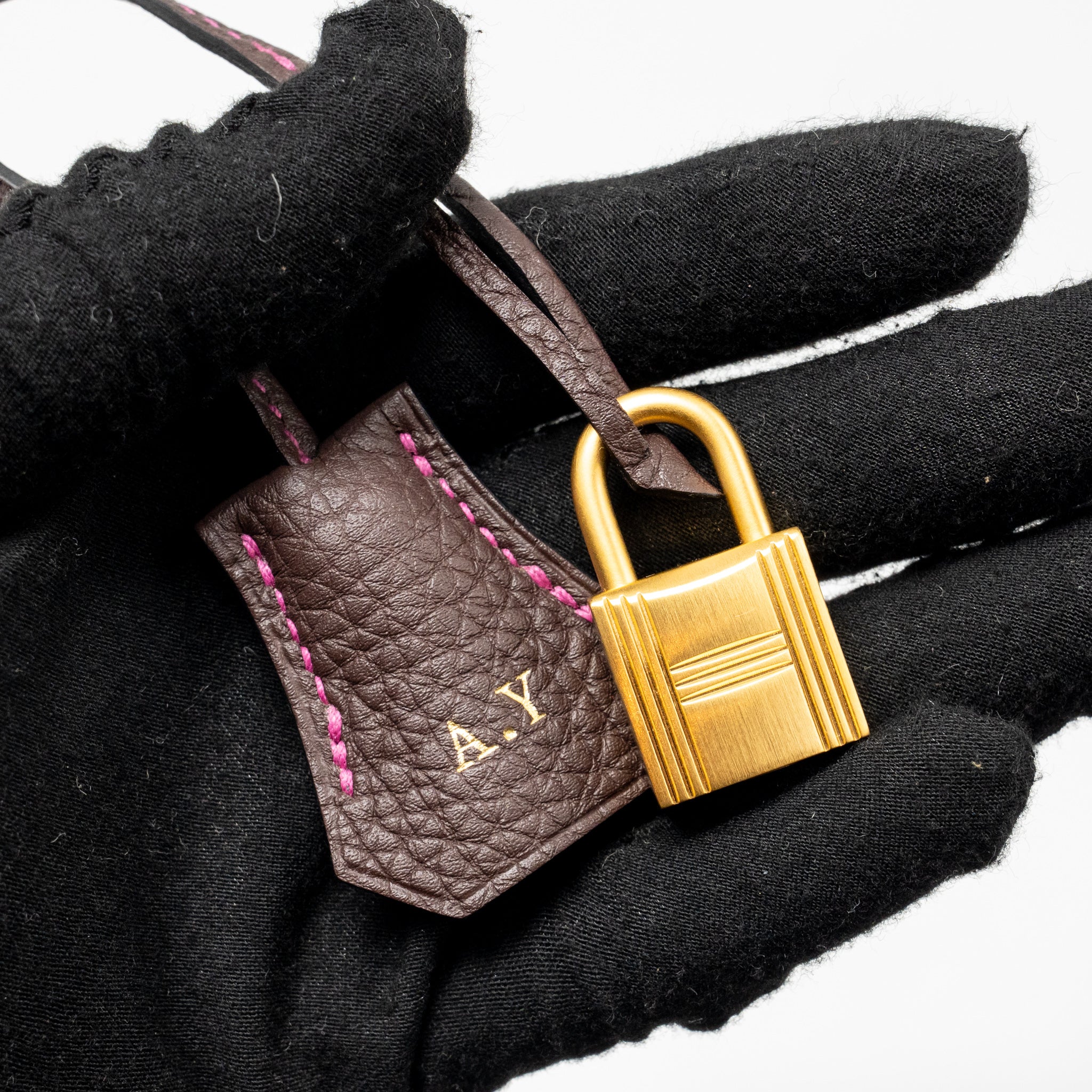 HERMES BIRKIN 25 TOGO CHOCOLATE / ROSE POURPRE BRUSHED GHW