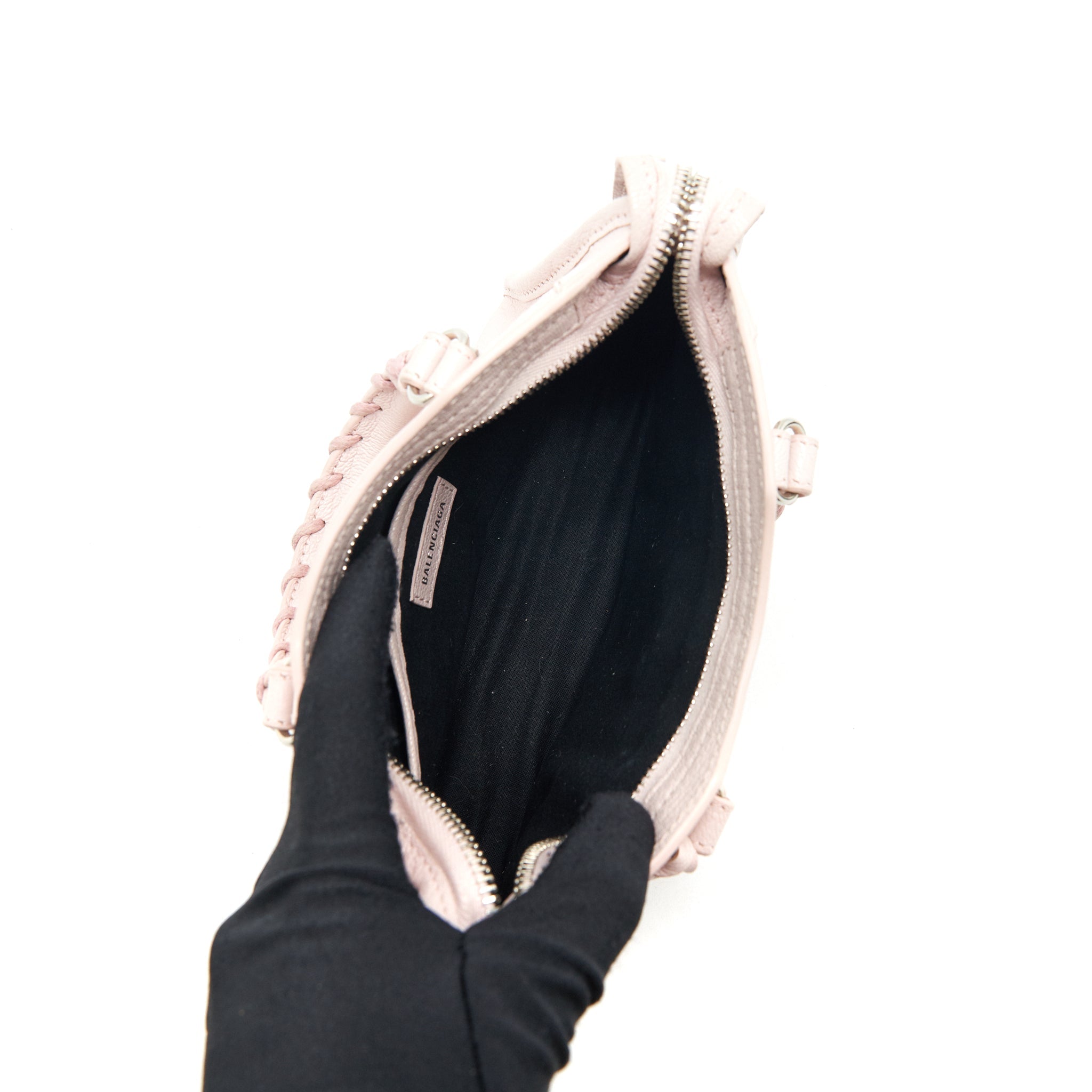 BALENCIAGA NANO CLASSIC METALLIC EDGE CITY BAG LIGHT PINK SHW