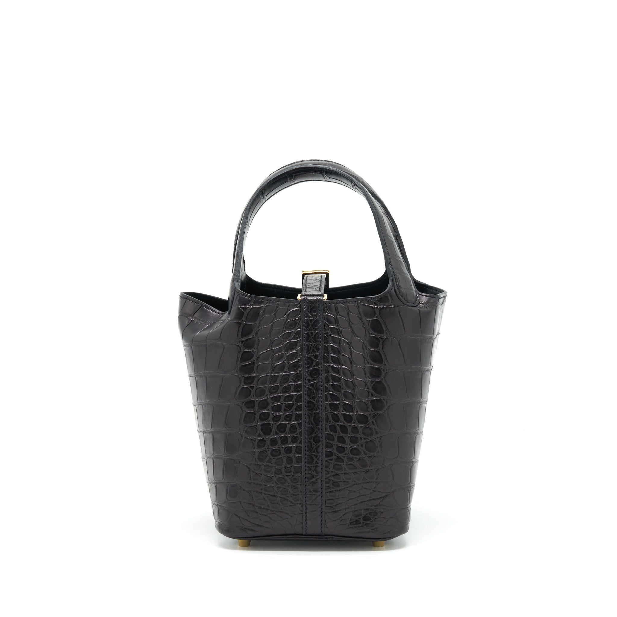 HERMES PICOTIN 18 LOCK BAG ALLIGATOR MATT BLACK GHW