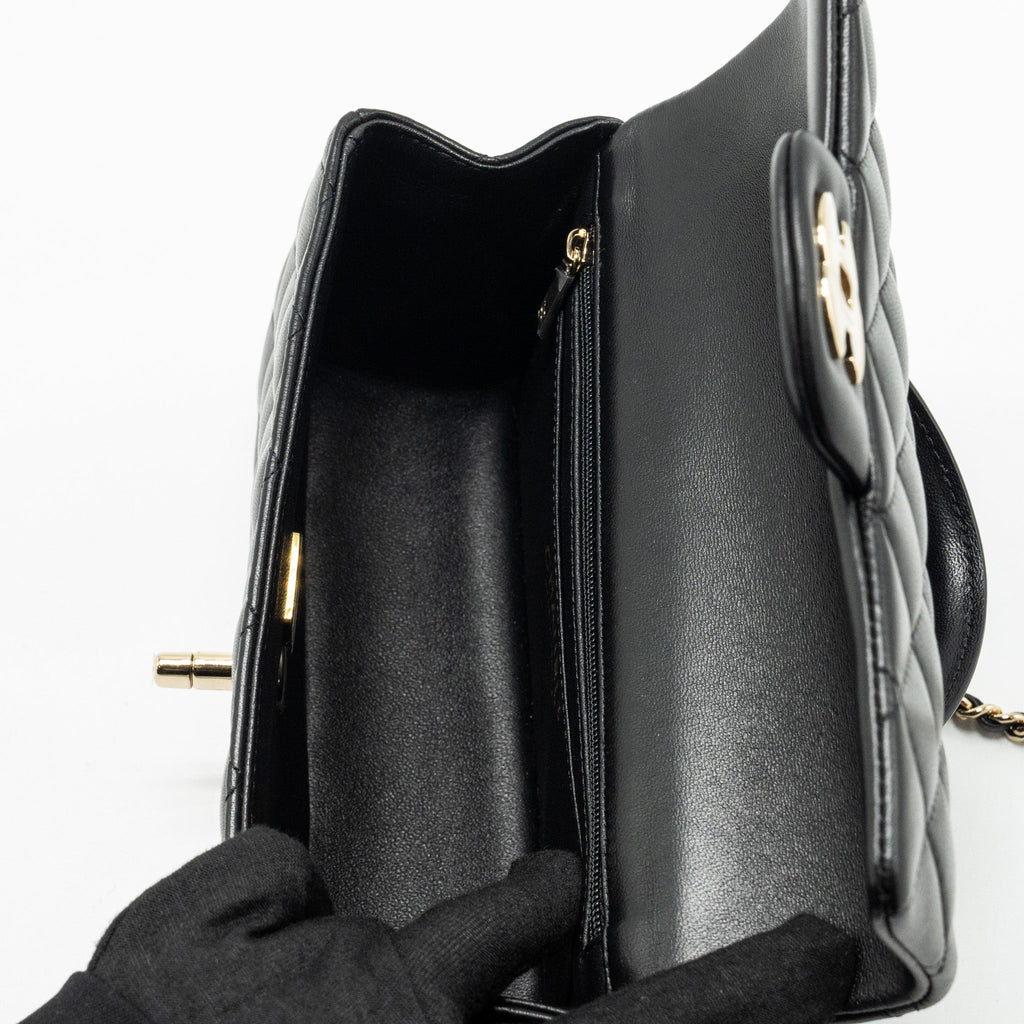 CHANEL TOP HANDLE MINI RECTANGULAR FLAP BAG LAMBSKIN BLACK LGHW (MICROCHIP)