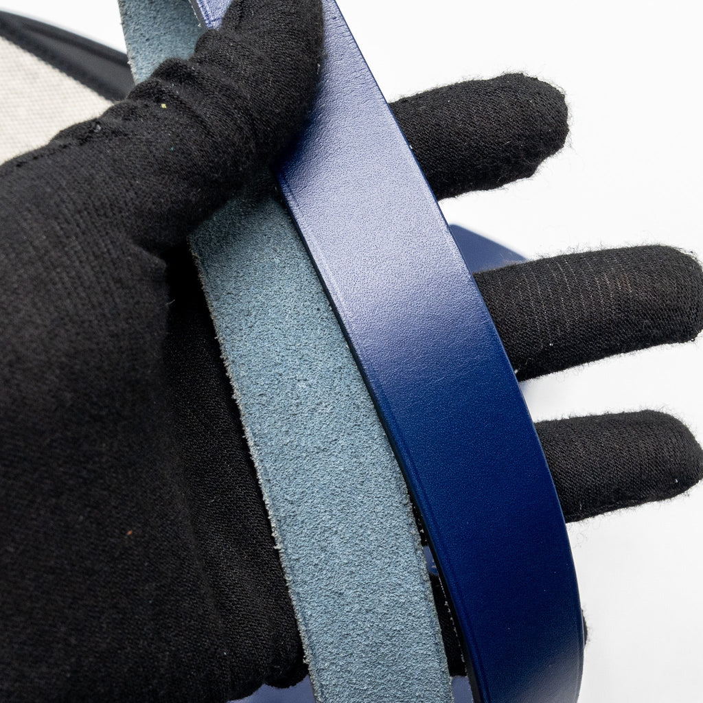 HERMES HERBAG ZIP 39 BAG BERLINE CANVAS/LEATHER BLACK/BLUE SHW