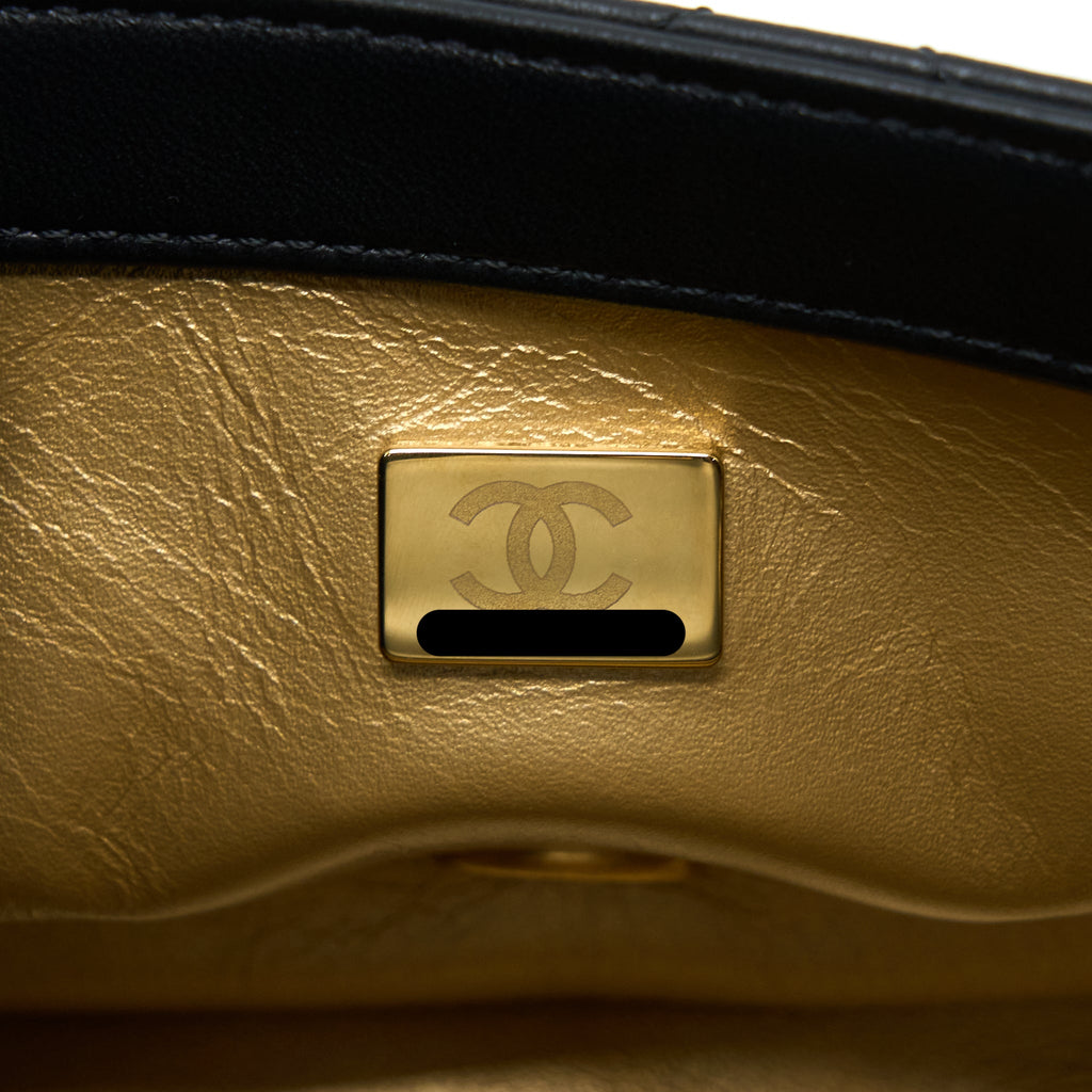 CHANEL PEARL CRUSH MINI SQUARE FLAP BAG LAMBSKIN BLACK GHW (MICROCHIP)