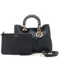 DIOR DIORISSIMO GRAINED LEATHER BLACK/ FUSHIA GHW