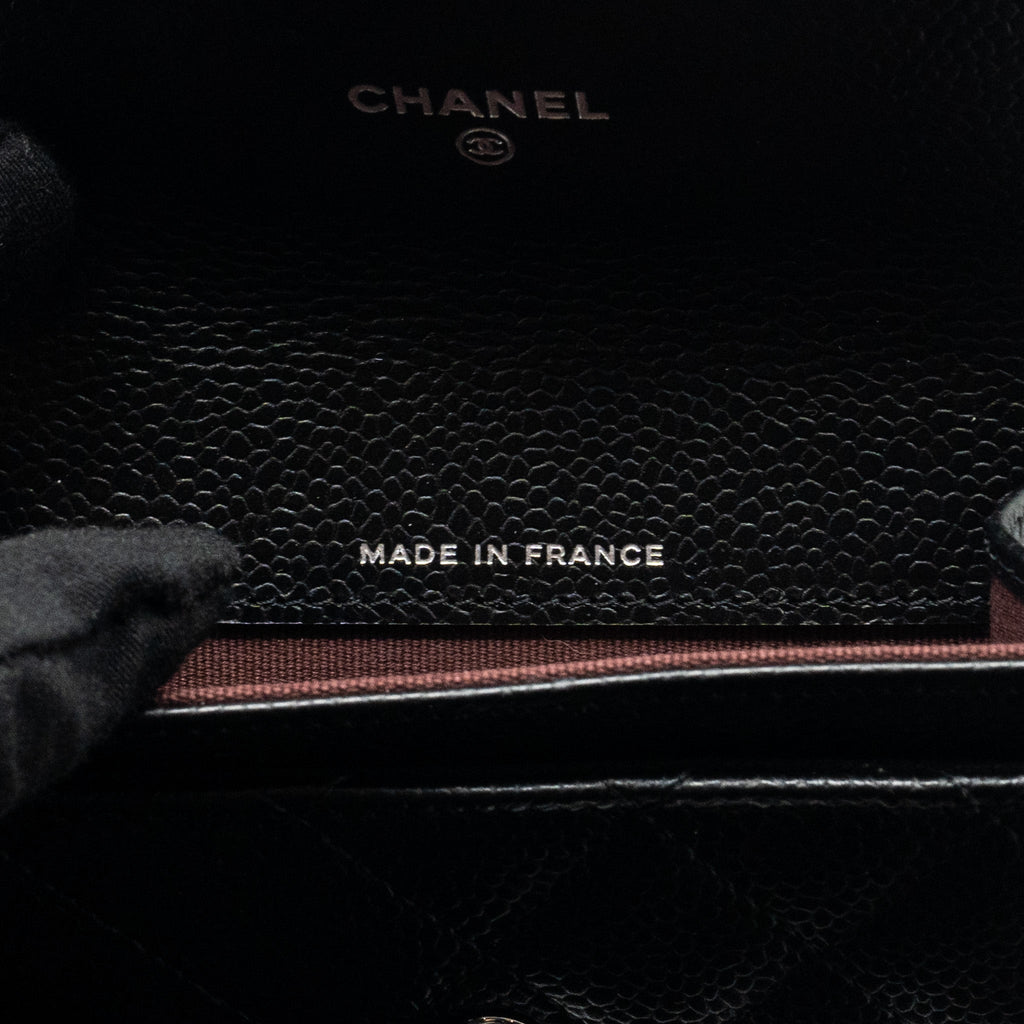 CHANEL CLASSIC FLAP CARD HOLDER CAVIAR BLACK SHW (MICROCHIP)