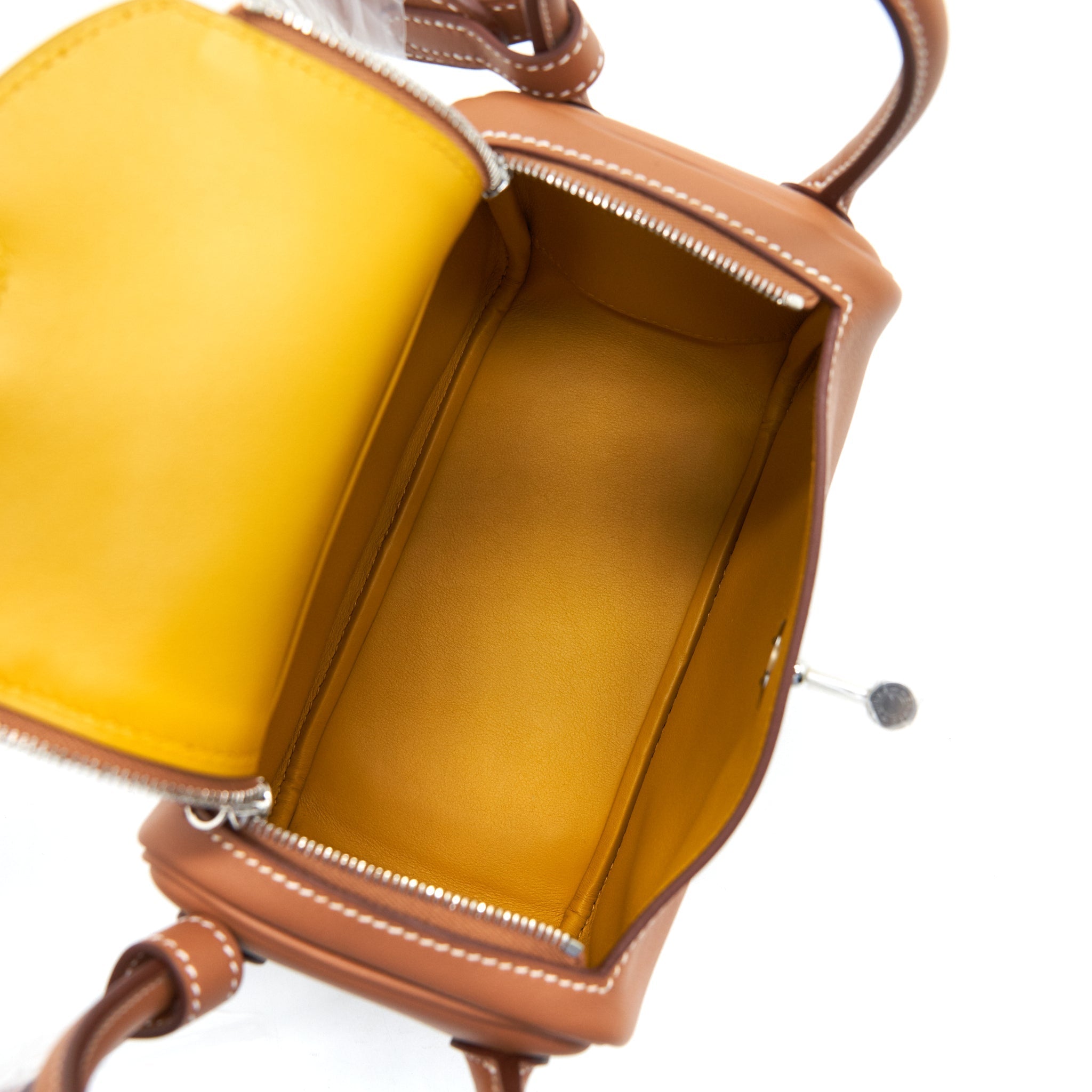HERMES MINI LINDY SWIFT LEATHER GOLD/ JAUNE AMBRE WITH SHW