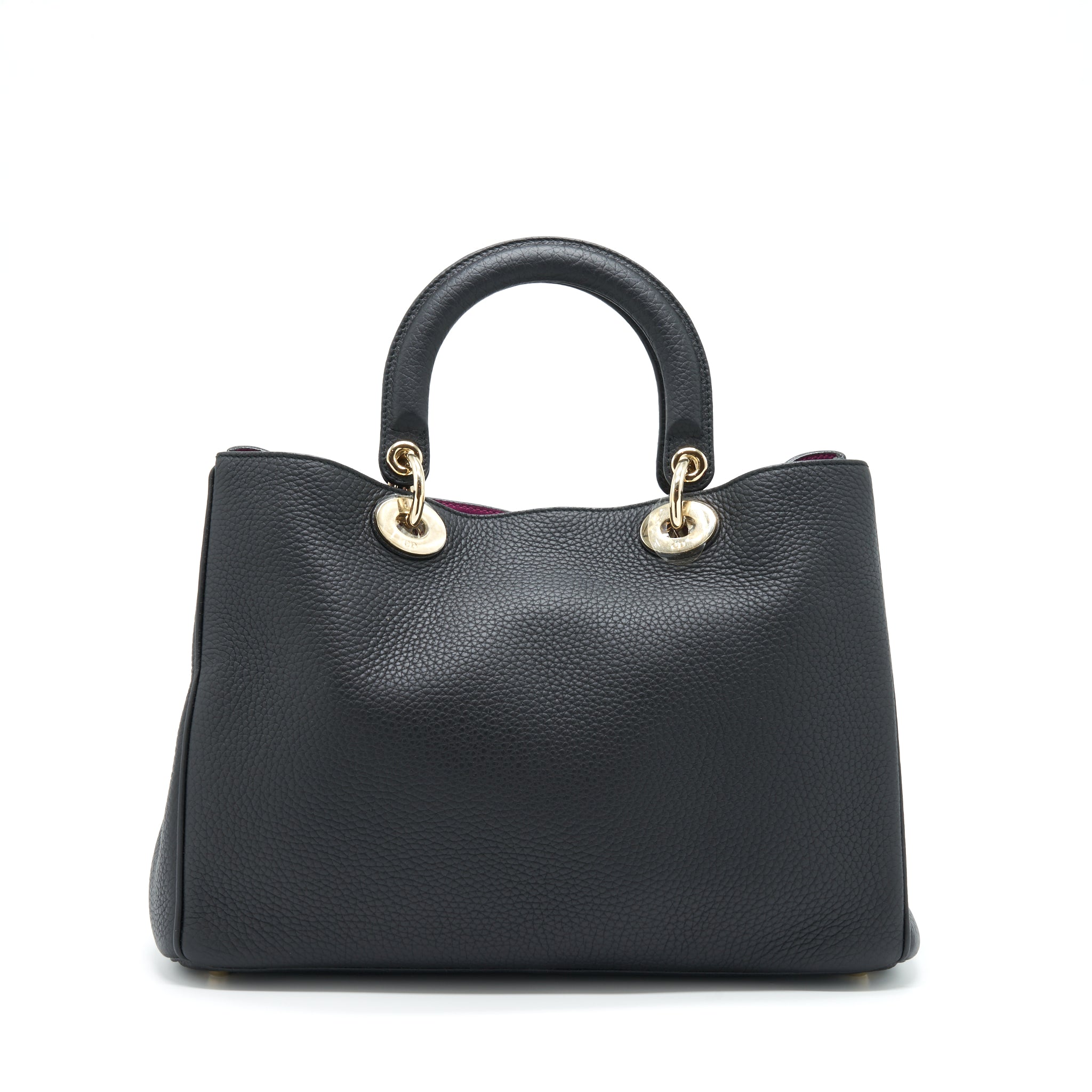 DIOR DIORISSIMO GRAINED LEATHER BLACK/ FUSHIA GHW