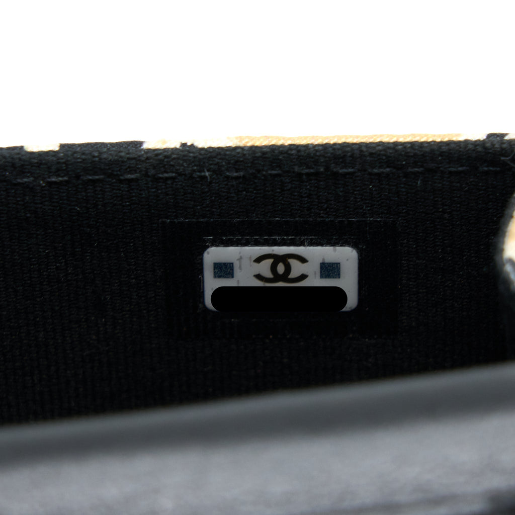 CHANEL MINI CLUTCH WITH CHAINS FABRIC MULTICOLOUR LGHW (MICROCHIP)