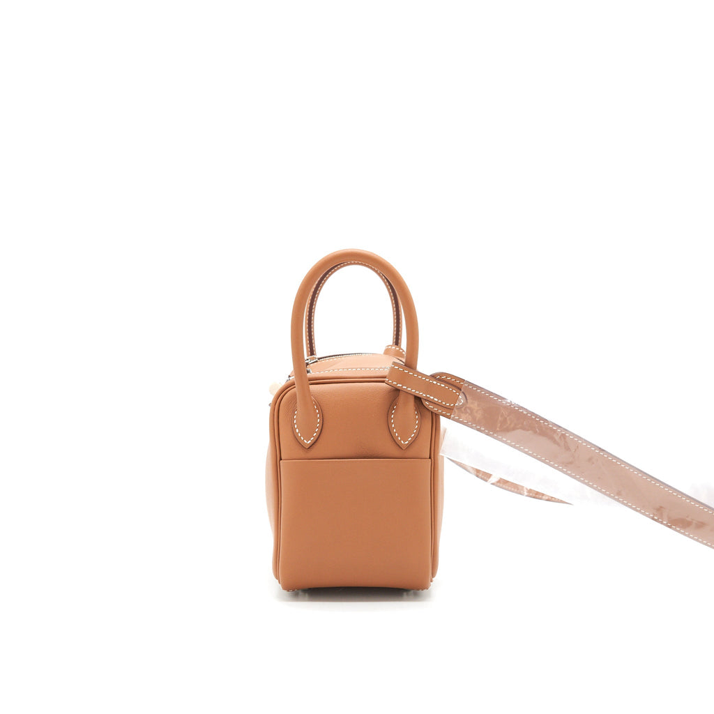 HERMES MINI LINDY SWIFT LEATHER GOLD/ JAUNE AMBRE WITH SHW