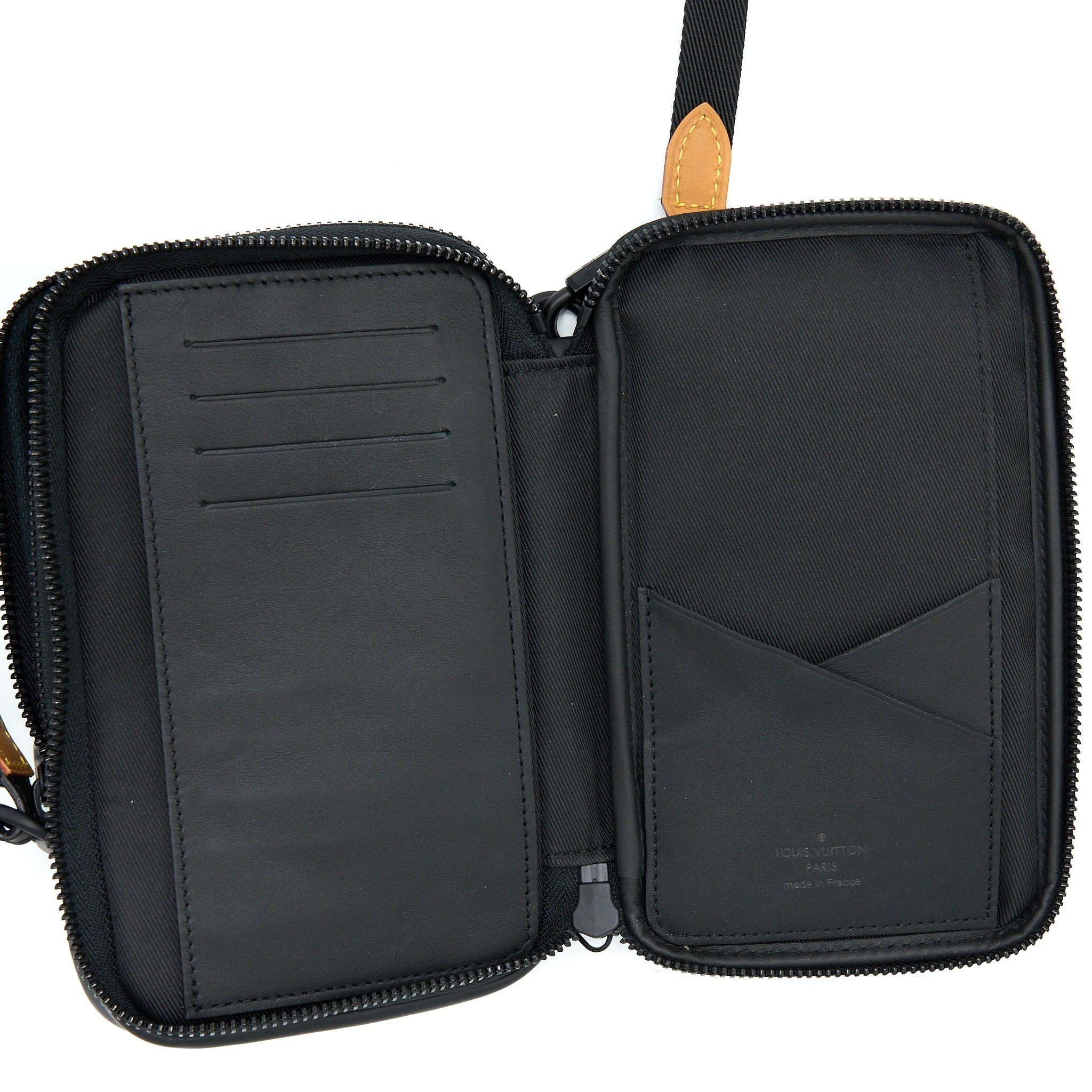 LOUIS VUITTON NIGO DOUBLE PHONE POUCH LIMITED EDITION BLACK HARDWARE