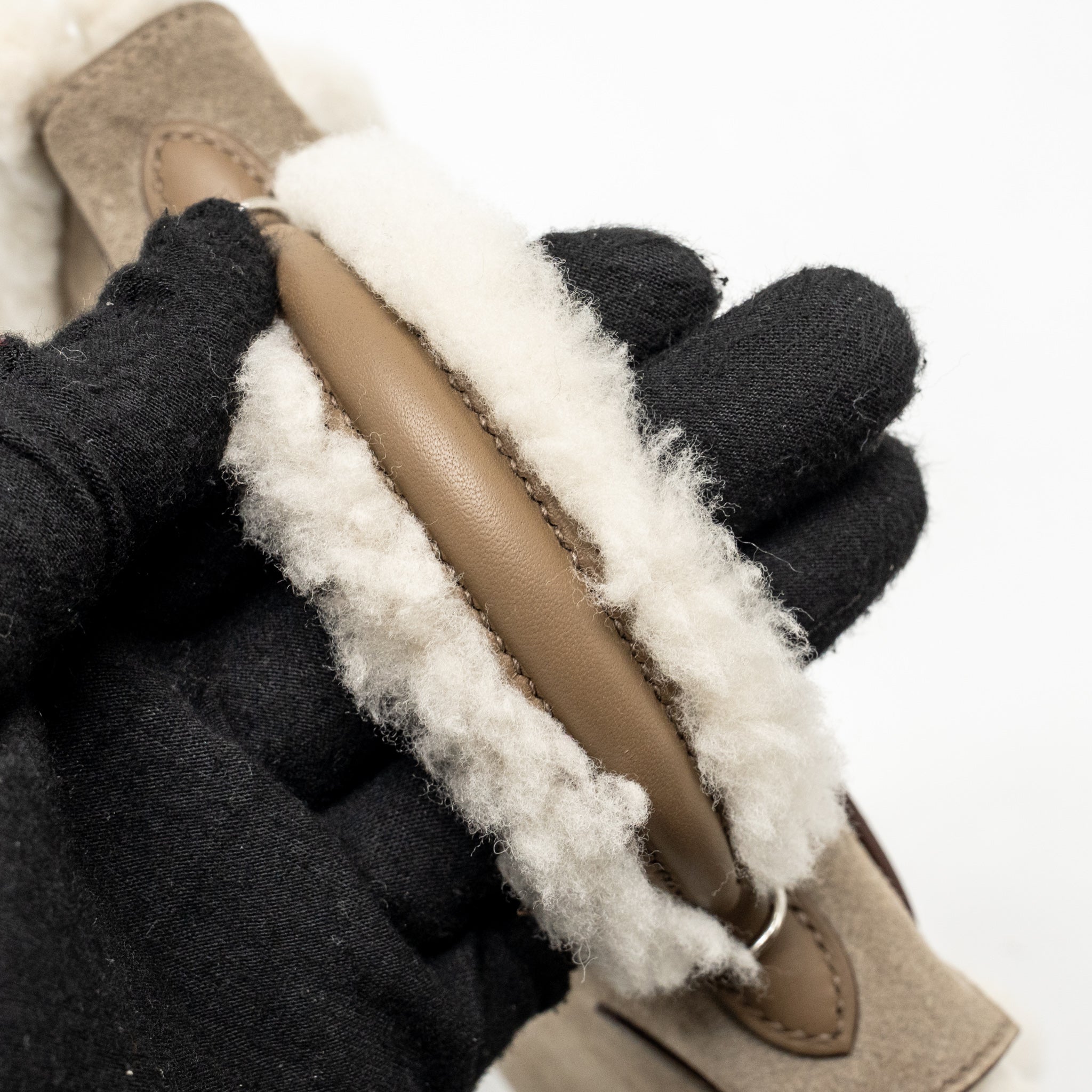 HERMES MINI KELLY PLUCH GRIZZLY/SWIFT/MOUTON MERINOS GRIS CAILLOU/ECRU/ETOUPE SHW