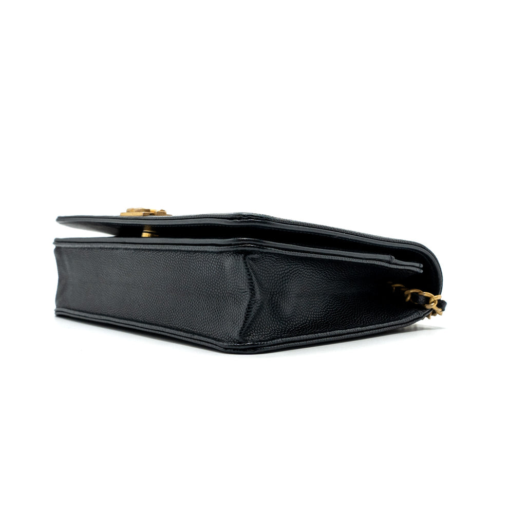 CHANEL BOY WALLET ON CHAIN CAVIAR BLACK GHW