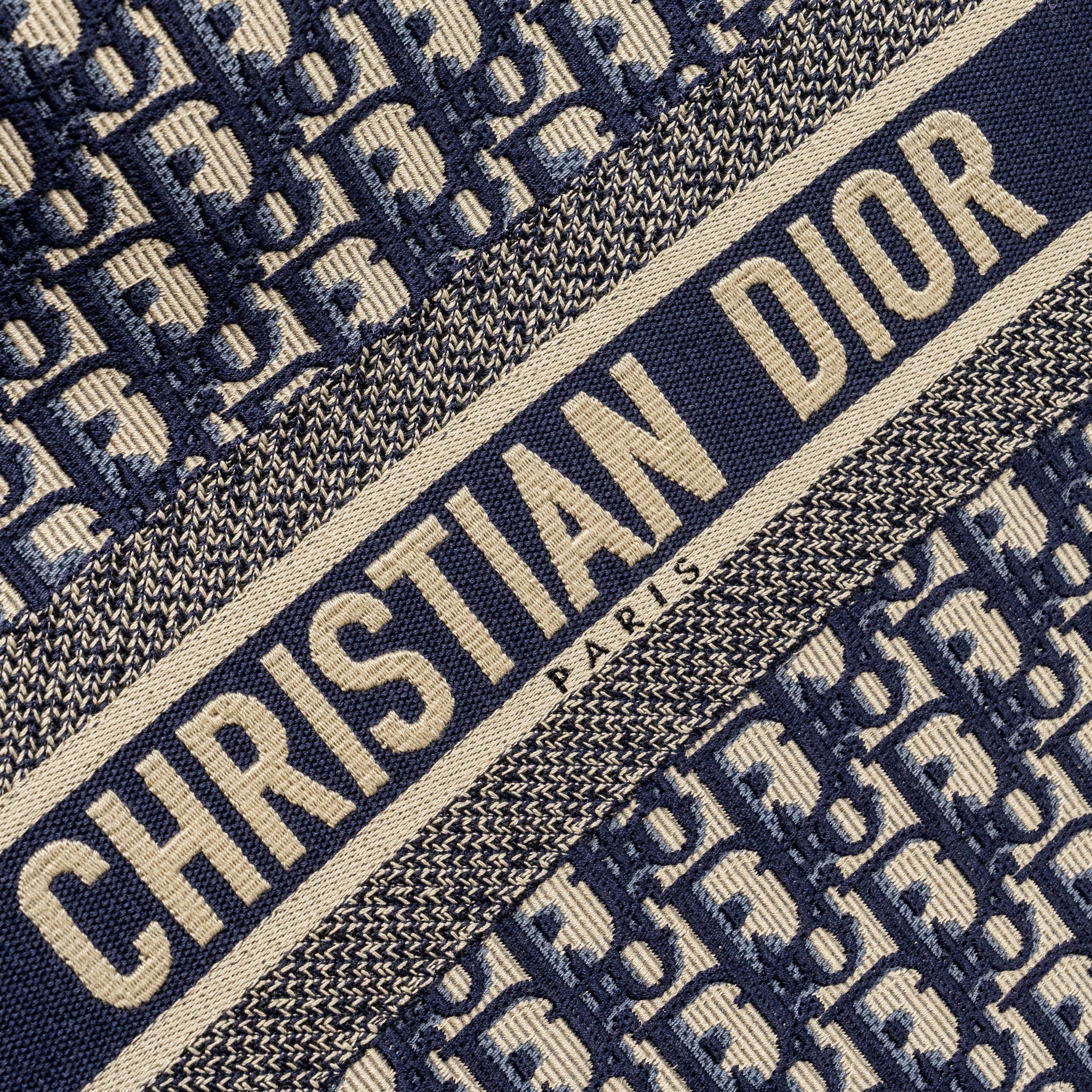 DIOR LARGE BOOK TOTE BLUE DIOR OBLIQUE EMBROIDERY