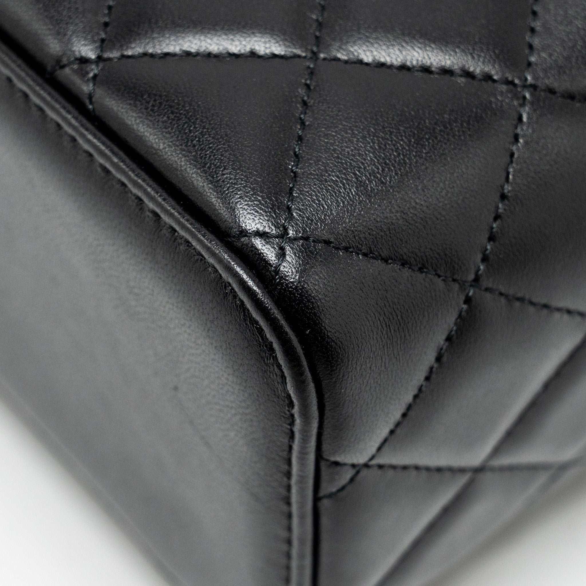 CHANEL TOP HANDLE LONG VANITY WITH CHAIN LAMBSKIN BLACK GHW