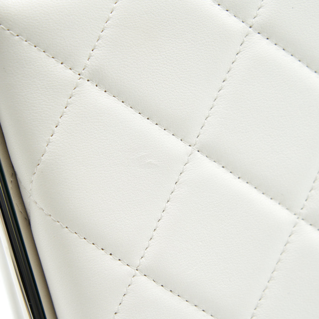 CHANEL QUILTED CLUTCH LAMBSKIN WHITE SHW
