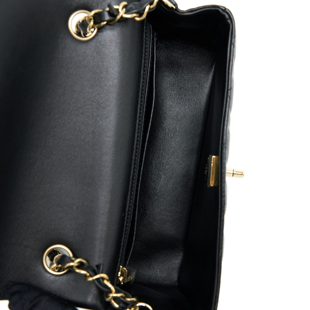 CHANEL MINI RECTANGULAR FLAP BAG LAMBSKIN BLACK LGHW (MICROCHIP)