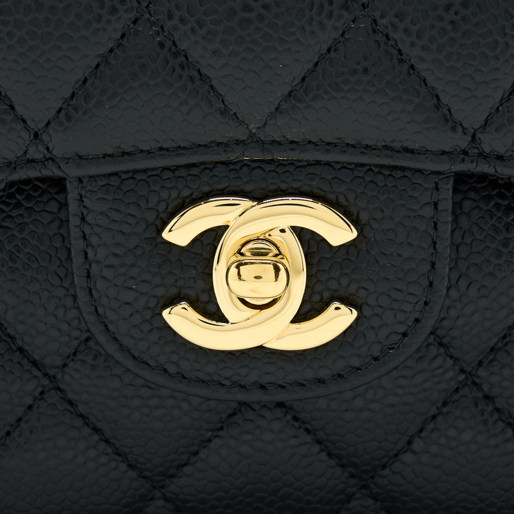 CHANEL SMALL CLASSIC DOUBLE FLAP BAG CAVIAR BLACK GHW