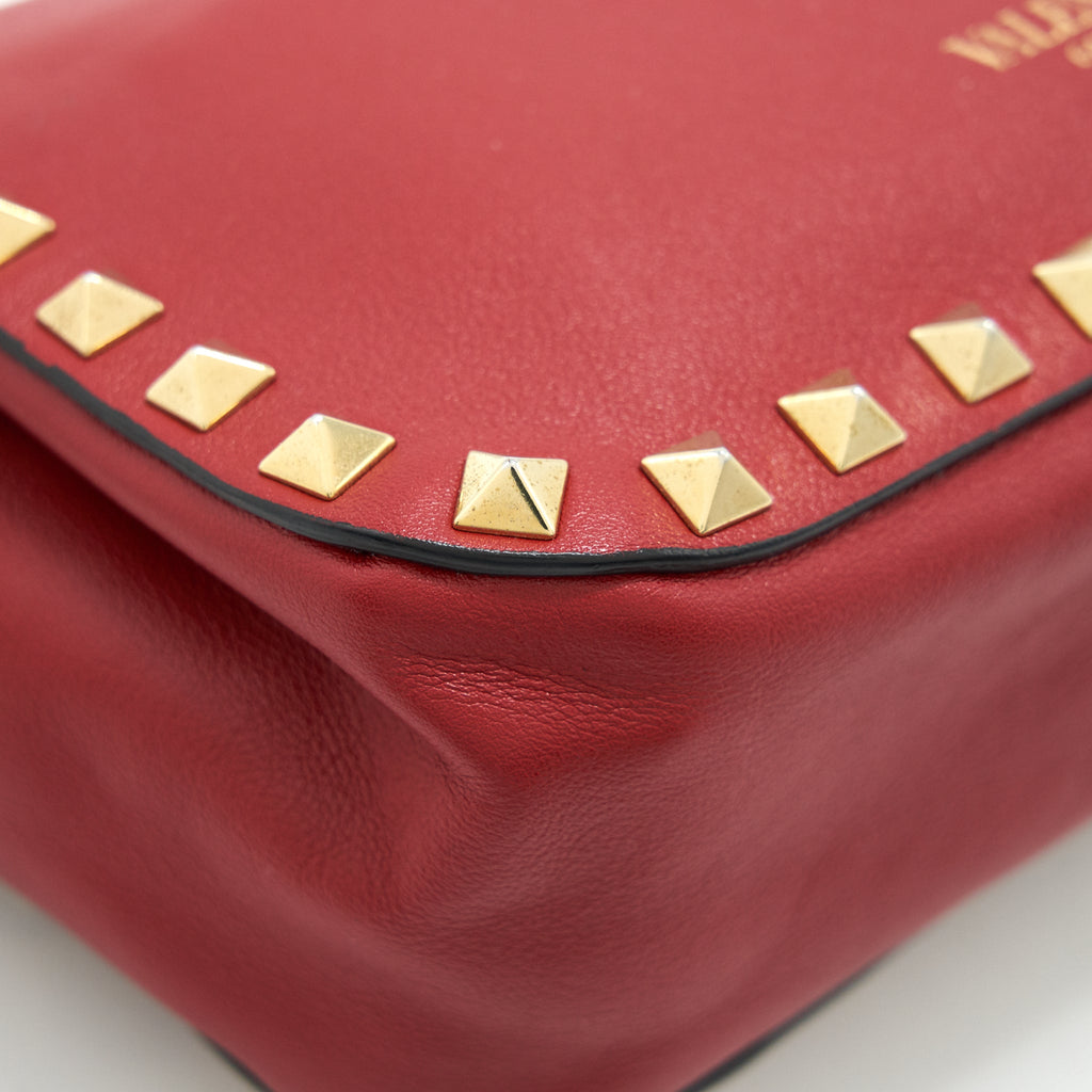 VALENTINO ROCKSTUD MINI FLAP BAG RED