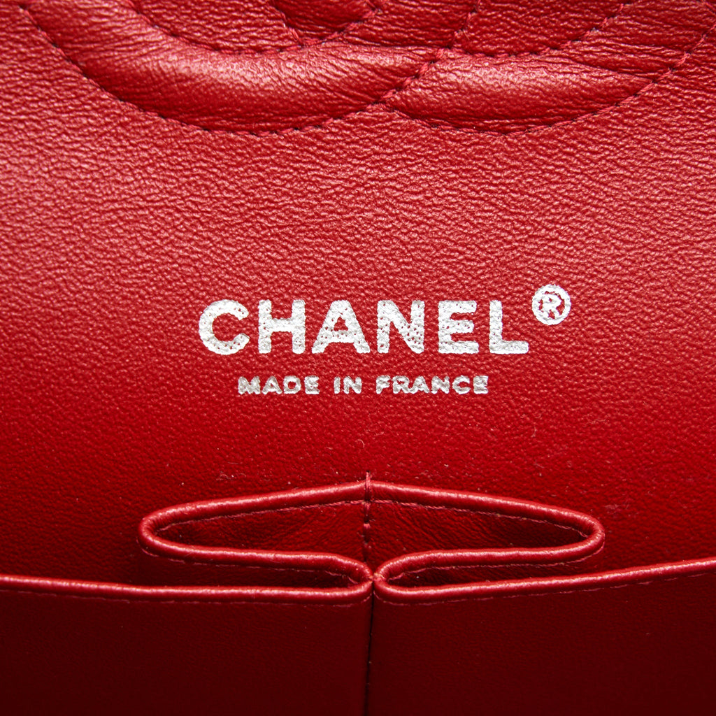 CHANEL MEDIUM CLASSIC DOUBLE FLAP BAG PATENT LEATHER RED SHW