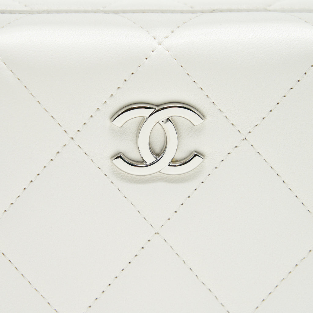 CHANEL QUILTED CLUTCH LAMBSKIN WHITE SHW