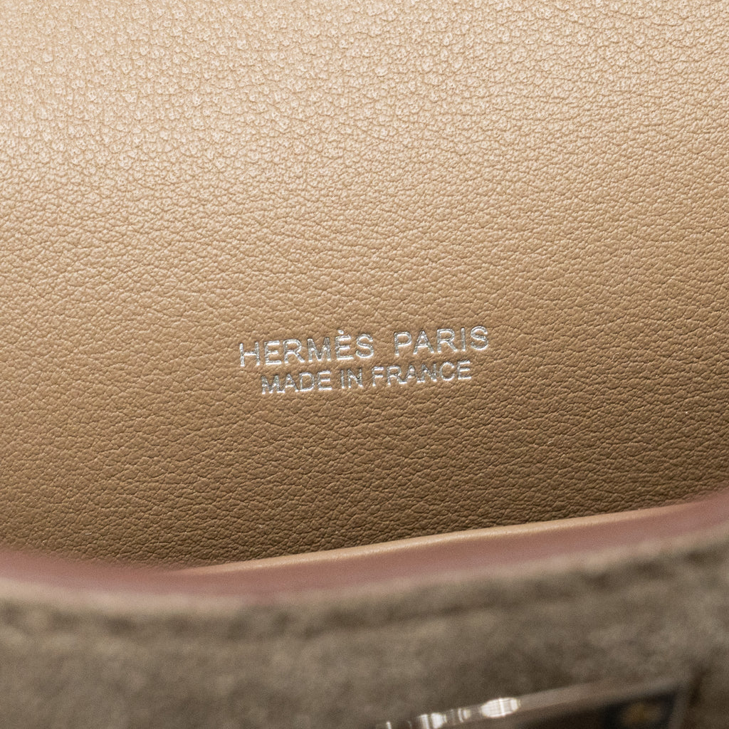 HERMES MINI KELLY PLUCH GRIZZLY/SWIFT/MOUTON MERINOS GRIS CAILLOU/ECRU/ETOUPE SHW
