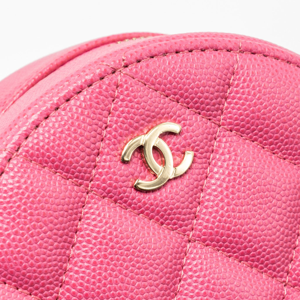 CHANEL ROUND VANITY WITH CHAIN CAVIAR PINK LGHW