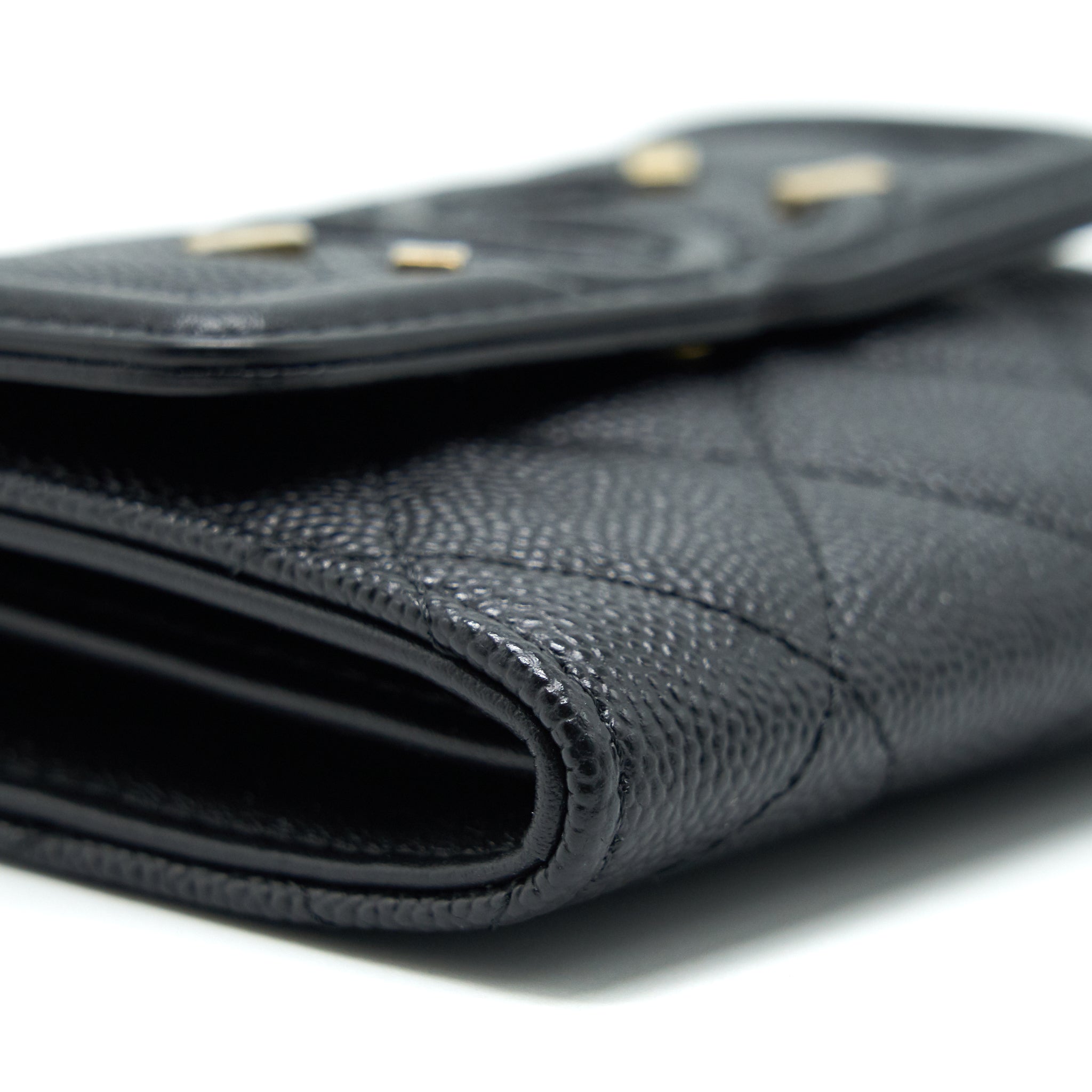 CHANEL FILIGREE FLAP CARD HOLDER CAVIAR BLACK GHW