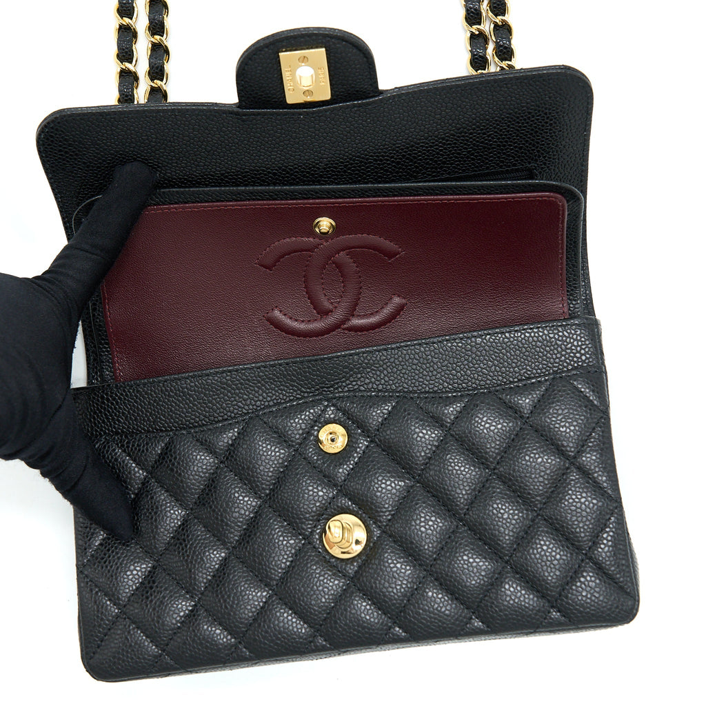 CHANEL SMALL CLASSIC DOUBLE FLAP BAG CAVIAR BLACK GHW