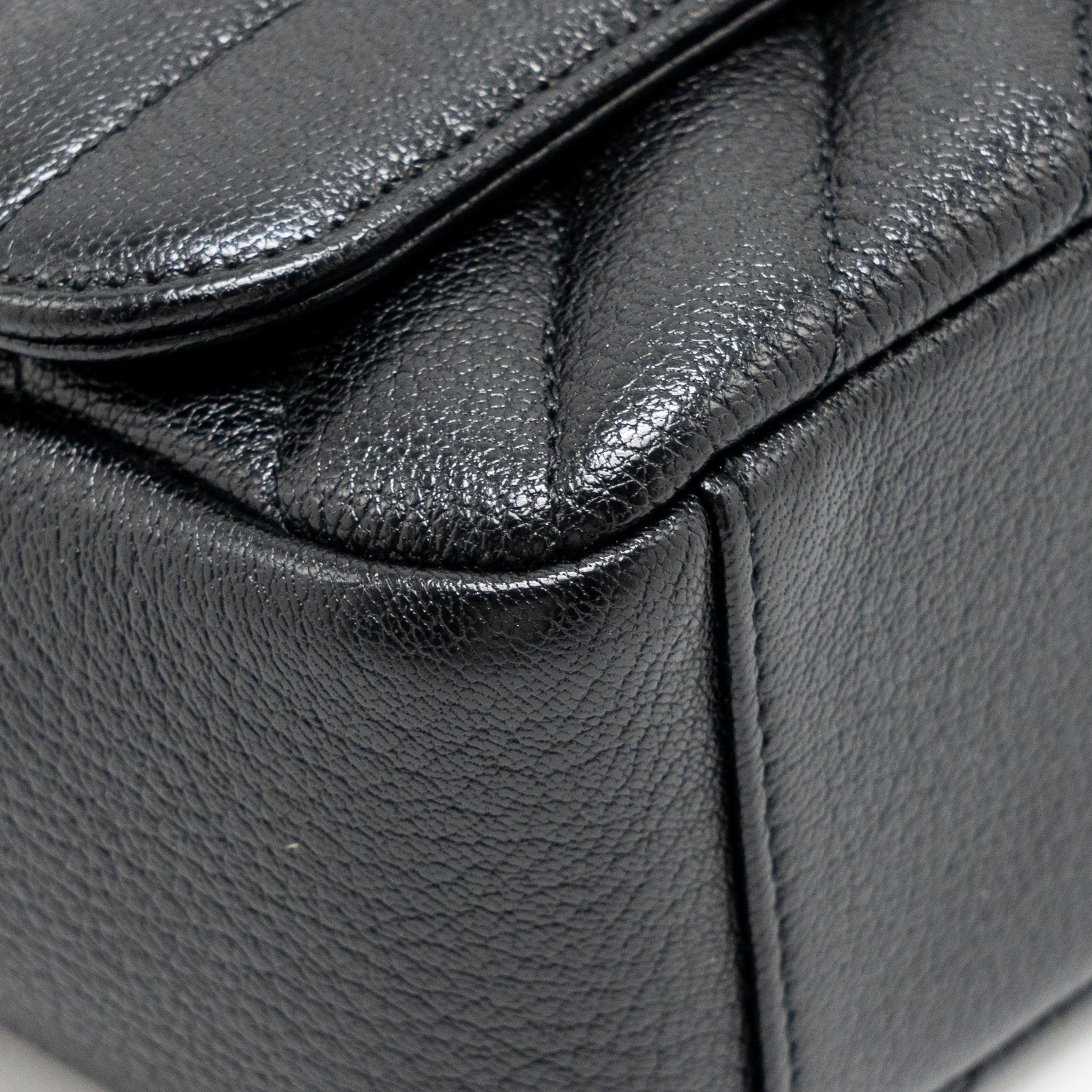 CHANEL SMALL DIAGNOAL FLAP BAG SHINY GOATSKIN BLACK GHW