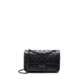 CHANEL SMALL 2.55 REISSUE FLAP BAG AGED CALFSKIN SO BLACK WITH BLACK HARDWARE (MICROCHIP)