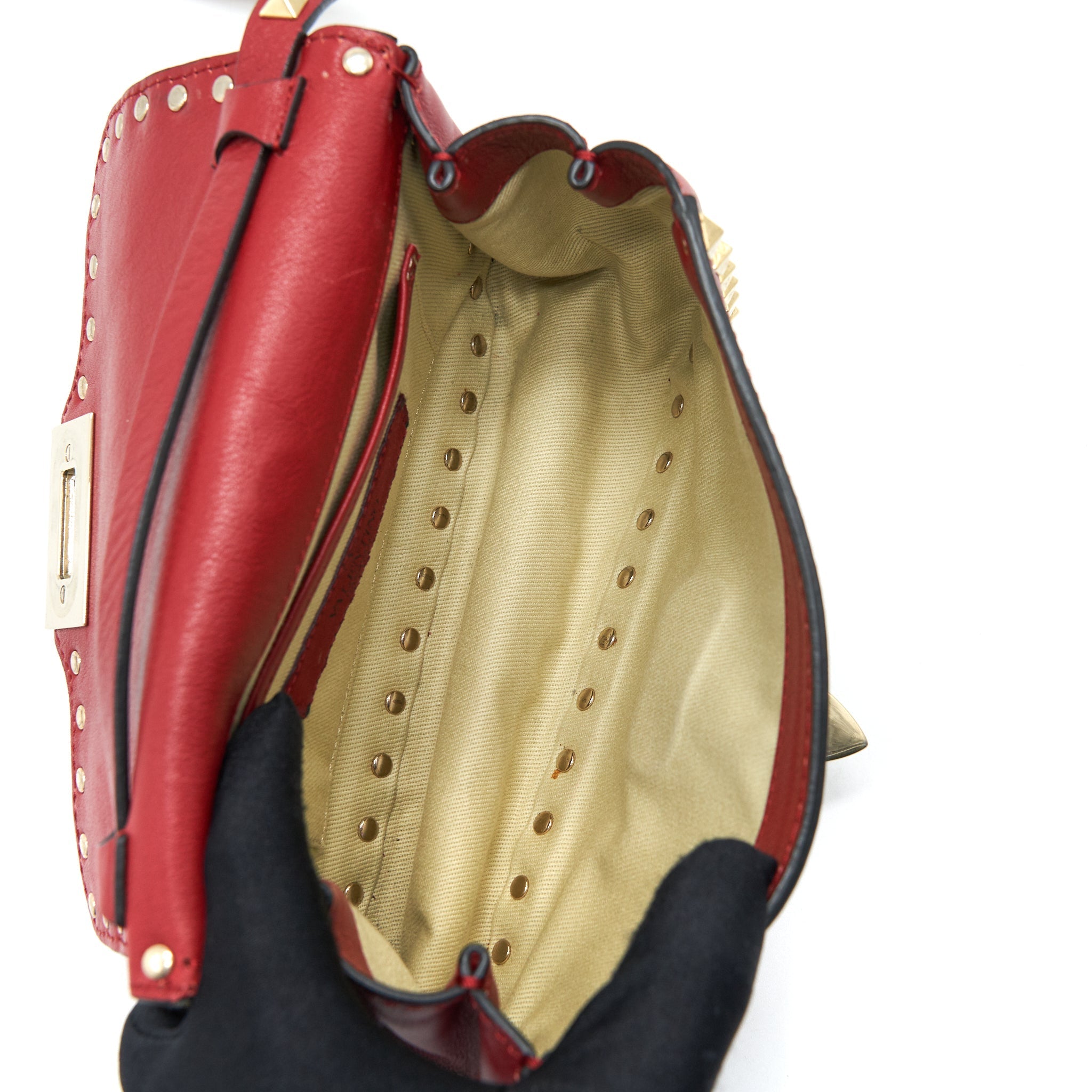 VALENTINO ROCKSTUD MINI FLAP BAG RED