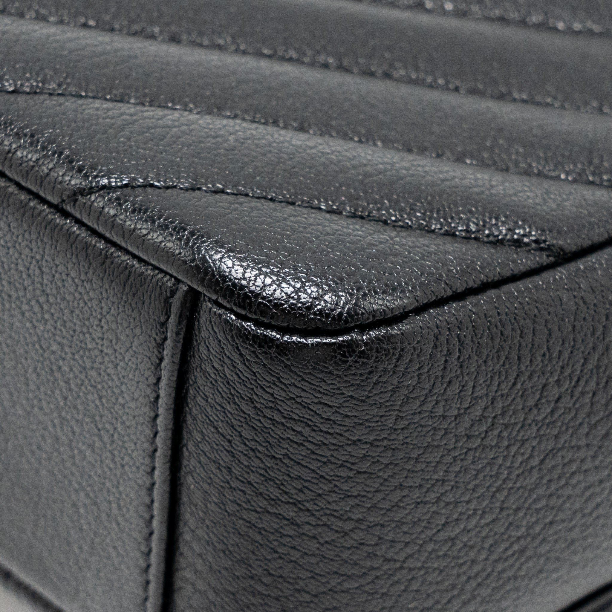 CHANEL SMALL DIAGNOAL FLAP BAG SHINY GOATSKIN BLACK GHW