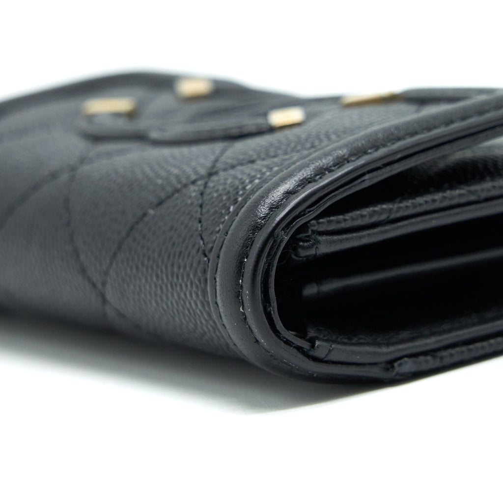 CHANEL FILIGREE FLAP CARD HOLDER CAVIAR BLACK GHW