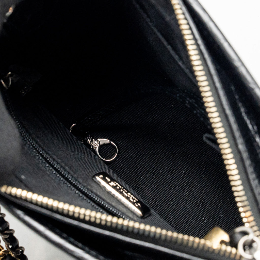 CHANEL SMALL GABRIELLE HOBO BAG WITH TOP HANDLE CROC-EMBOSSED CALFSKIN BLACK MULTICOLOURED HARDWARE