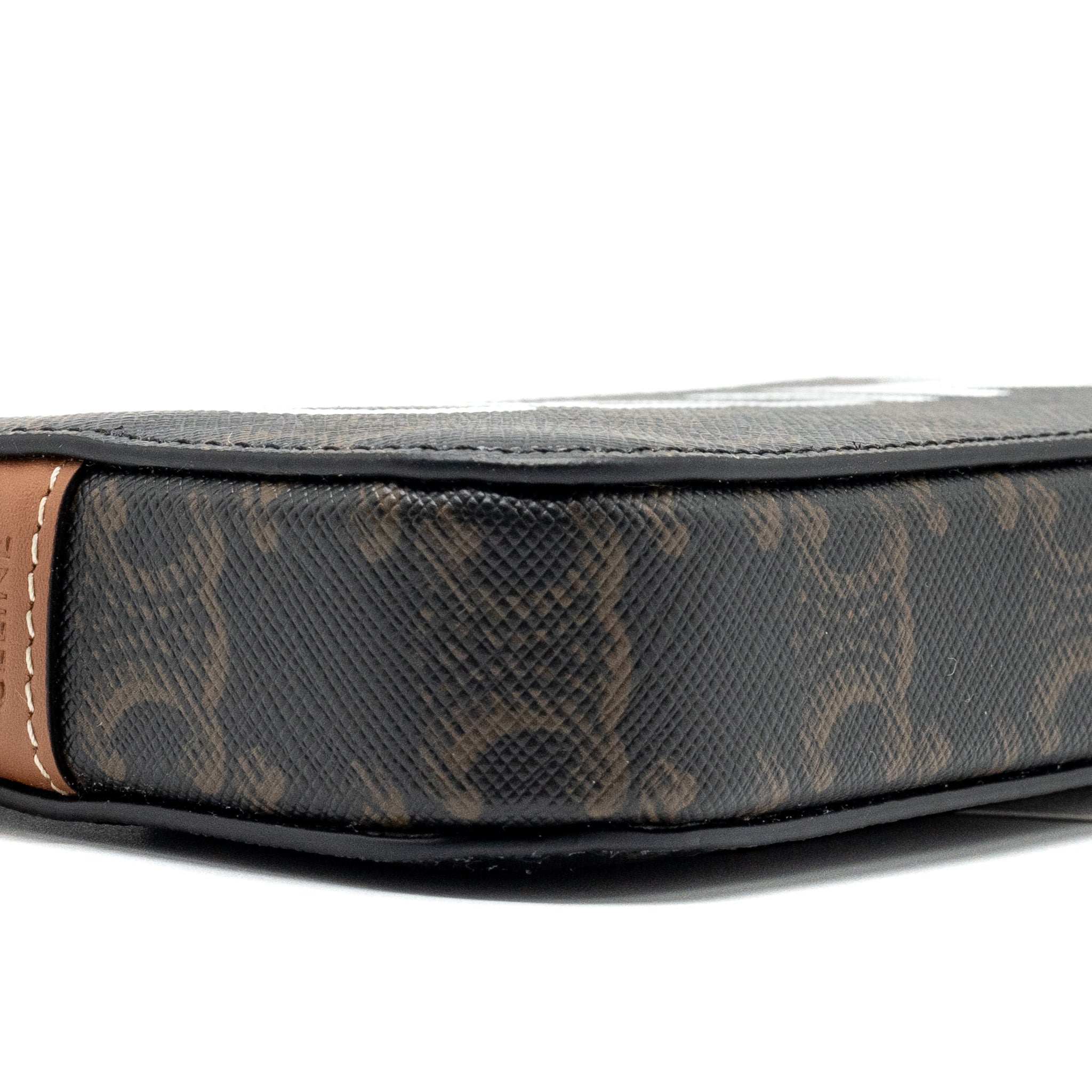 CELINE HORIZONTAL TRIOMPHE LOGO PRINT POUCH COATED CANVAS/LEATHER TAN/BROWN SHW