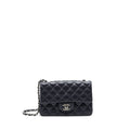 CHANEL MINI RECTANGULAR LAMBSKIN DARK PURPLE BLACK HARDWARE