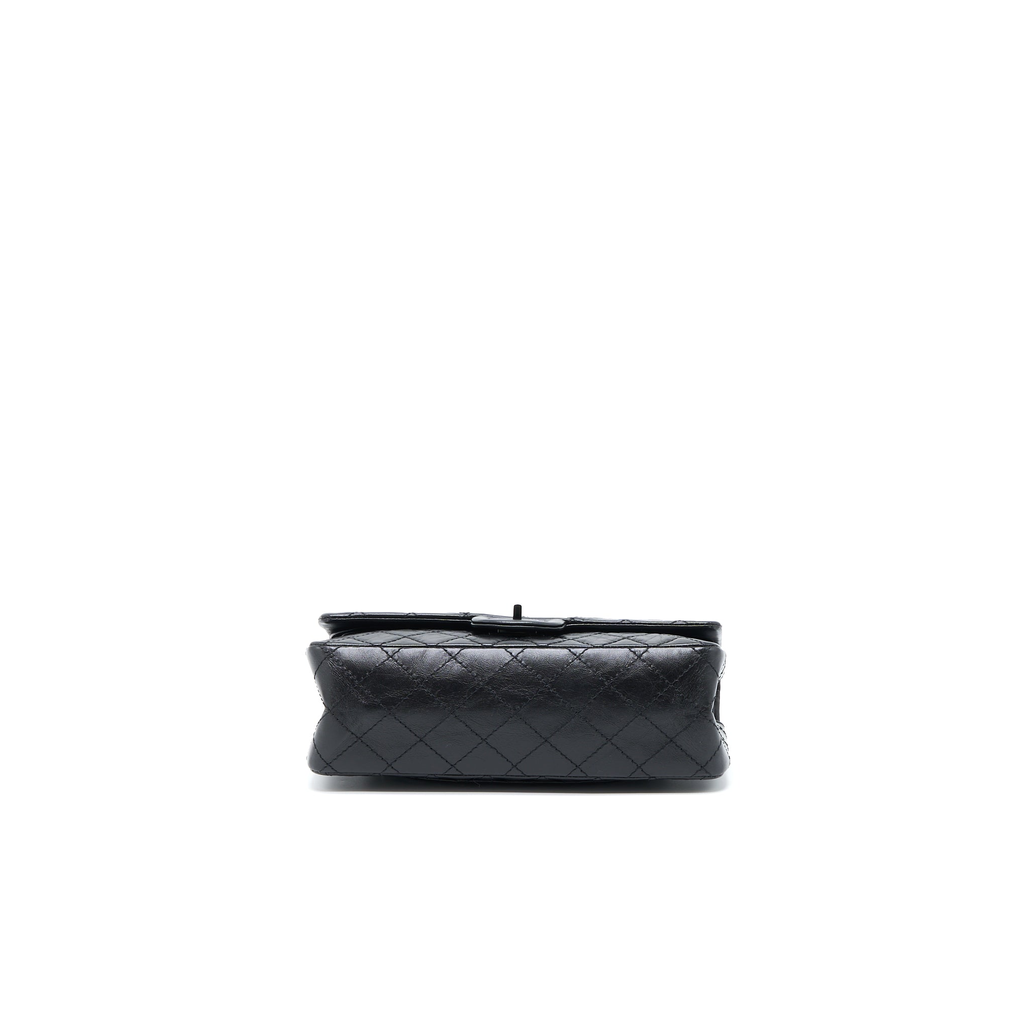 CHANEL SMALL 2.55 REISSUE FLAP BAG AGED CALFSKIN SO BLACK WITH BLACK HARDWARE (MICROCHIP)