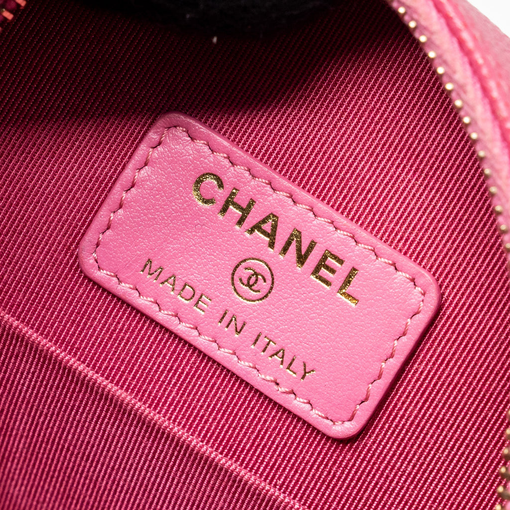CHANEL ROUND VANITY WITH CHAIN CAVIAR PINK LGHW